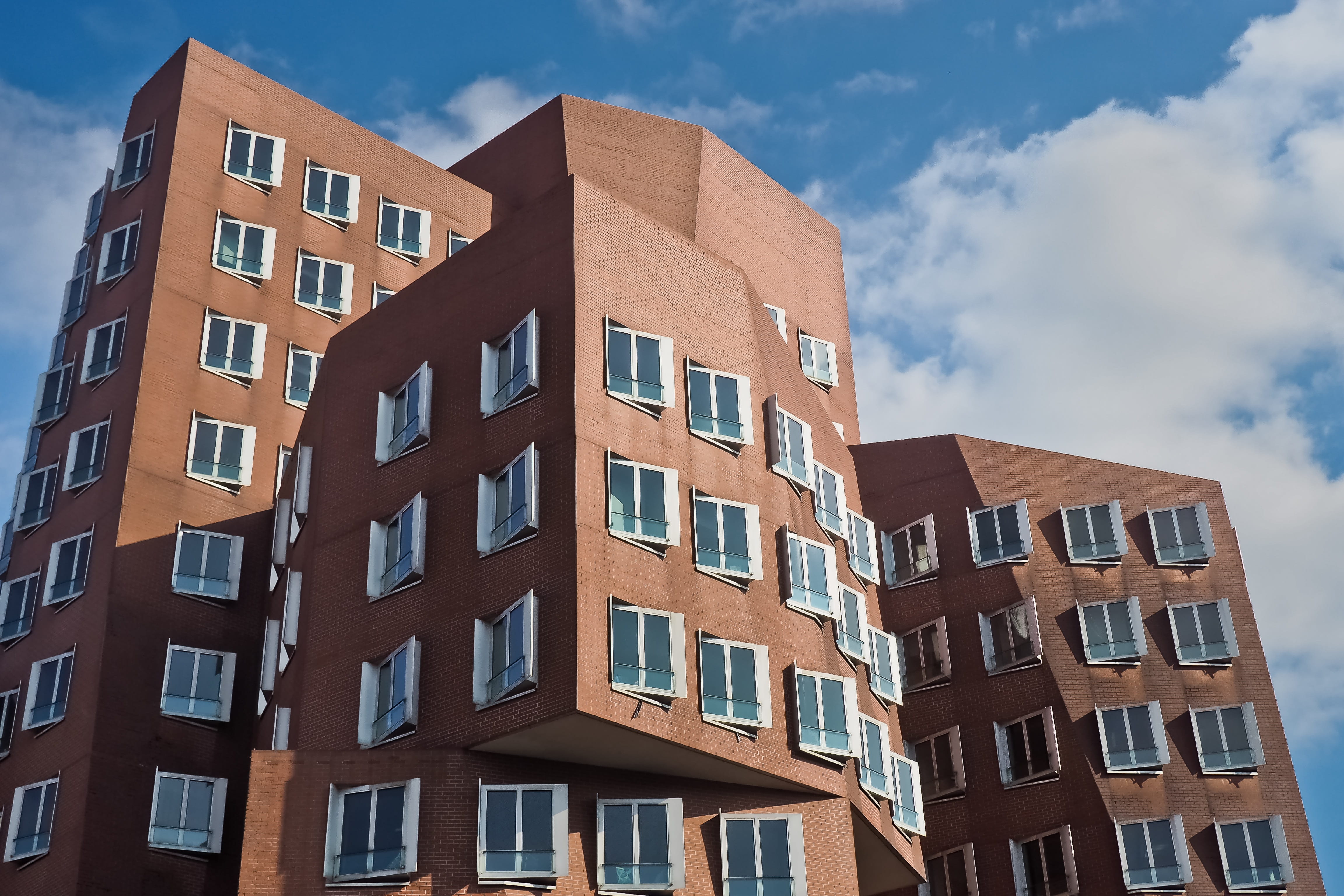 outdoors, places of interest, rhine river, landmark, sunlight, gehry buildings, housing development, glass - material, brick, modern, nature, house, row house, HD Wallpaper