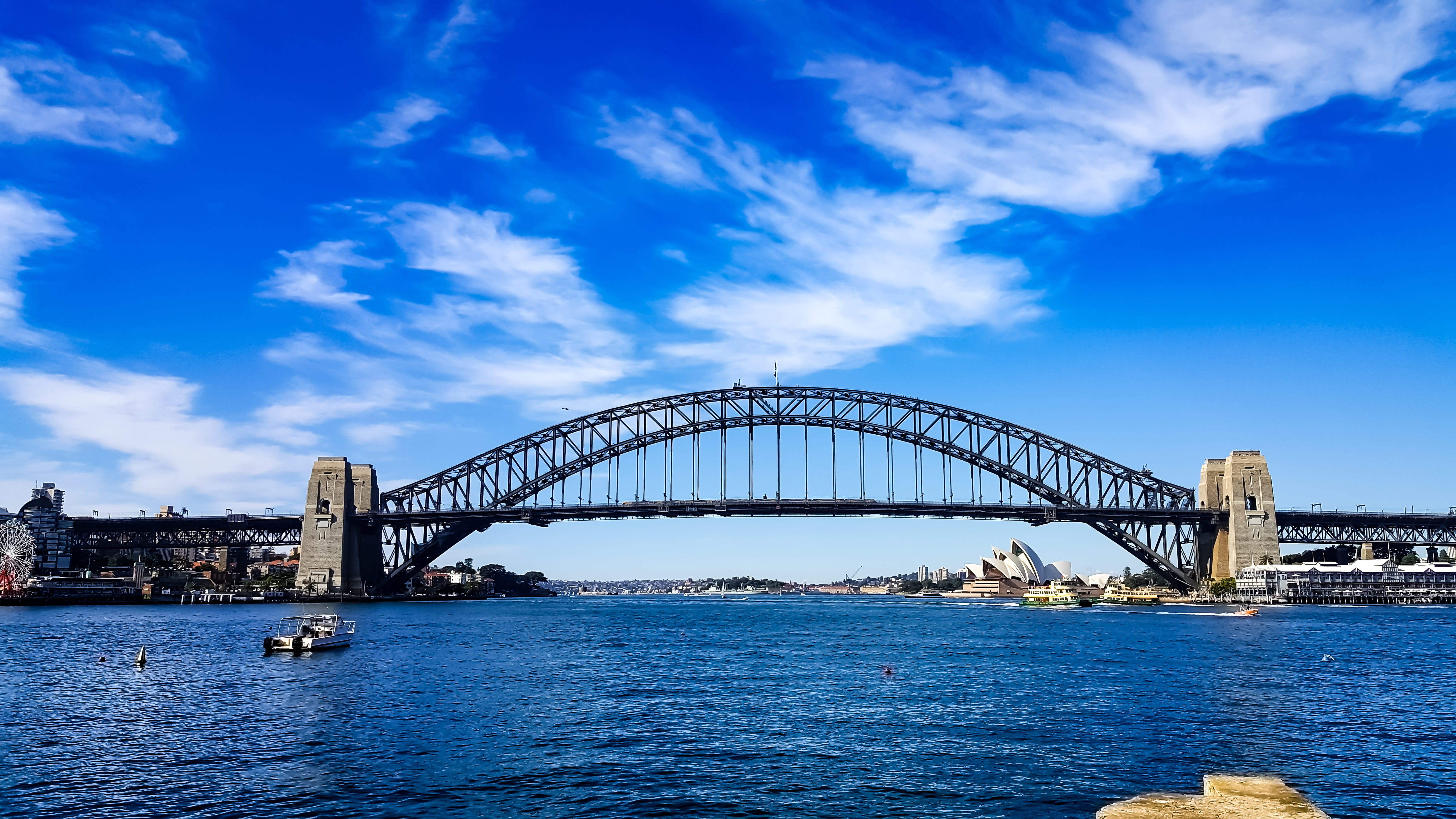 skyscraper, australia, cloud - sky, city, travel destinations, cloud, bay, building exterior, blue, water, opera house, landscape, sky, office building exterior, HD Wallpaper