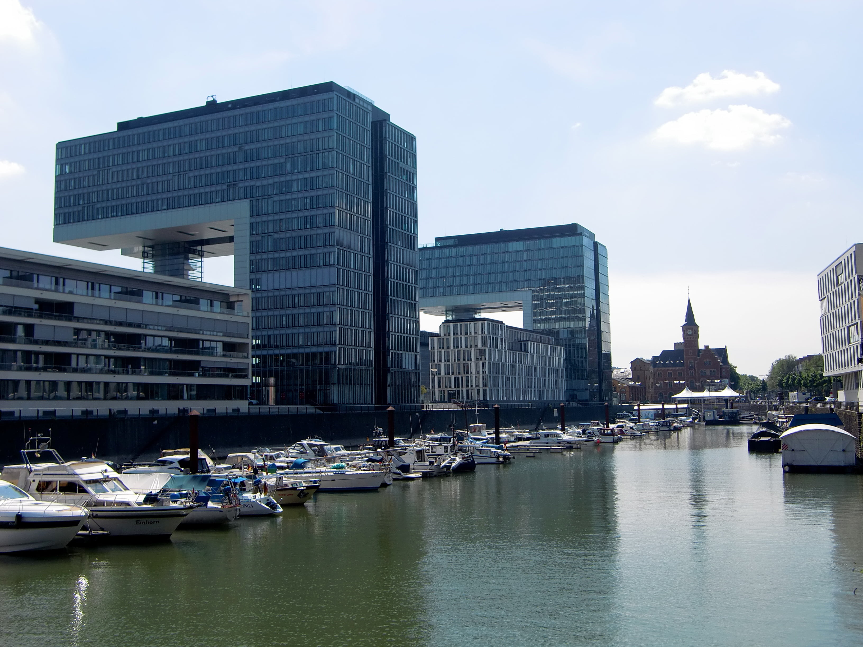 transportation, modern, day, cologne, yacht, water, 2K, building exterior, no people, built structure, building, port, nautical vessel, glass window, crane homes, HD Wallpaper