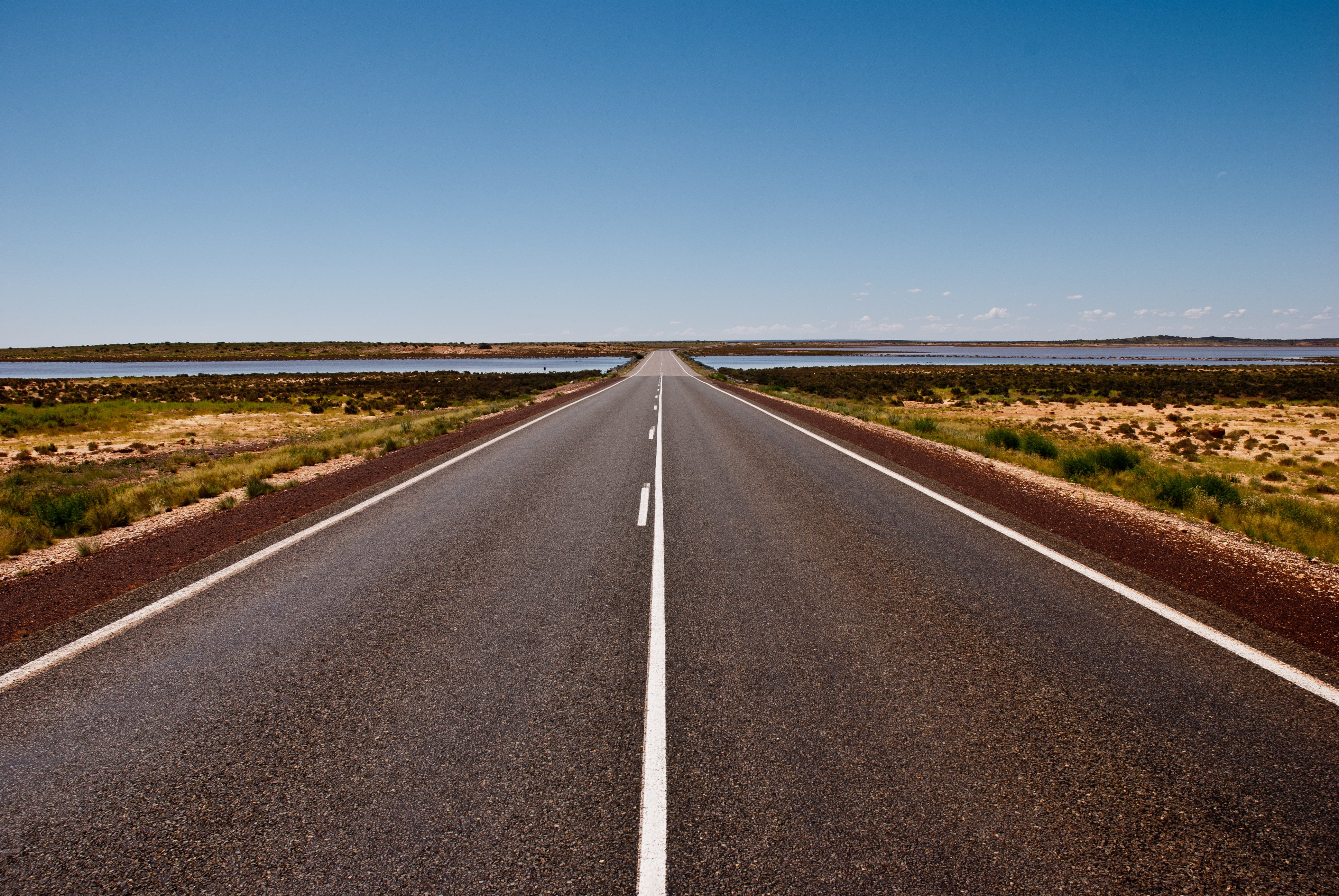 landscape, straight, non-Urban Scene, summer, no People, sign, freedom, 4K, cloud - Sky, route, nature, gray, diminishing perspective, road marking, the Way Forward, HD Wallpaper