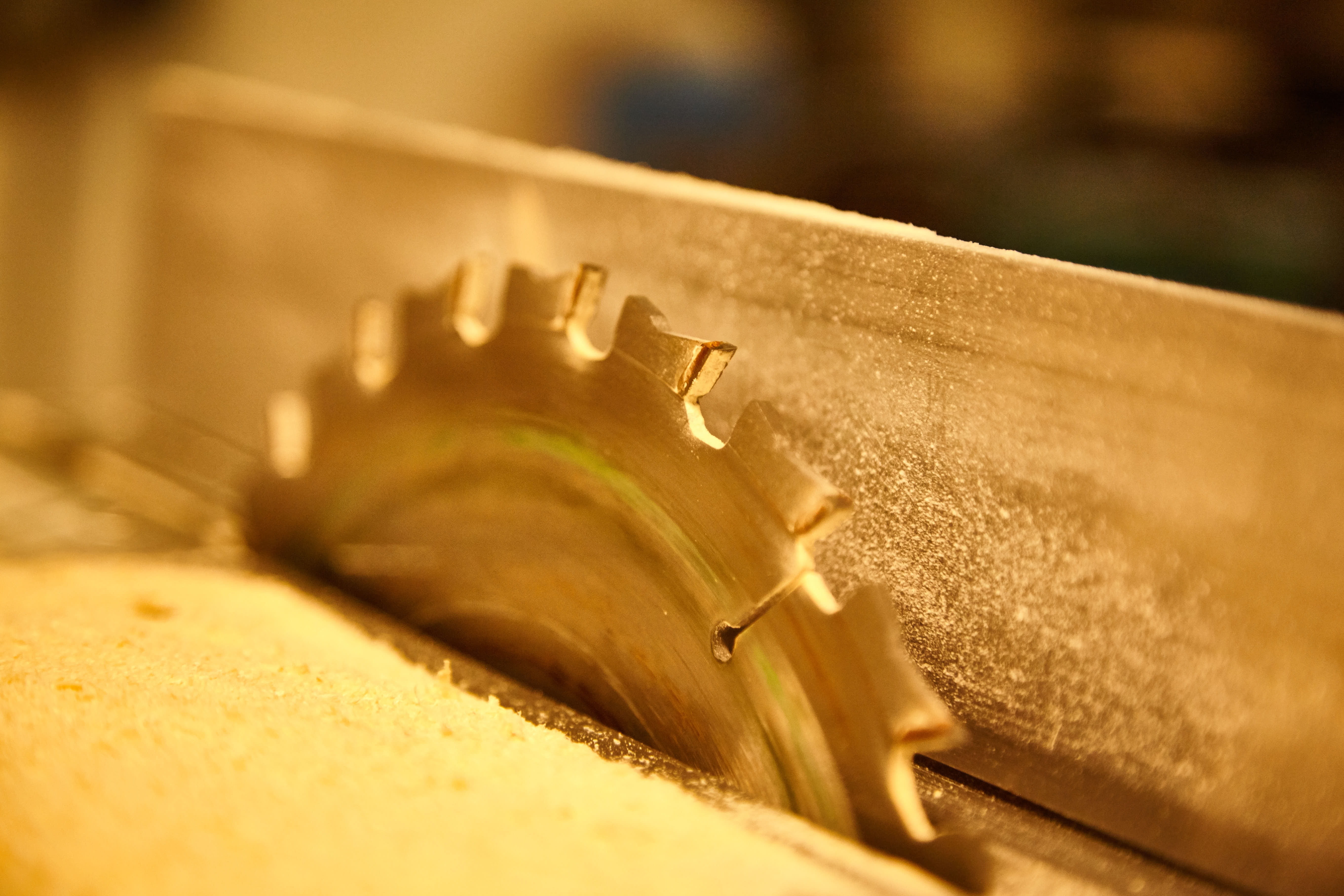 selective focus, Saw, no people, sawblade, gold colored, machine part, industrial equipment, close-up, dust, workshop, wood - material, old, day, indoors, HD Wallpaper