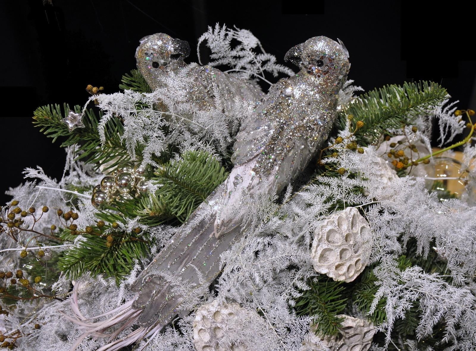 two, frozen, coniferous tree, ornaments, outdoors, needles, christmas tree, close-up, tinsel, rock - object, nature, plant, growth, tree, white color, 720P, HD Wallpaper