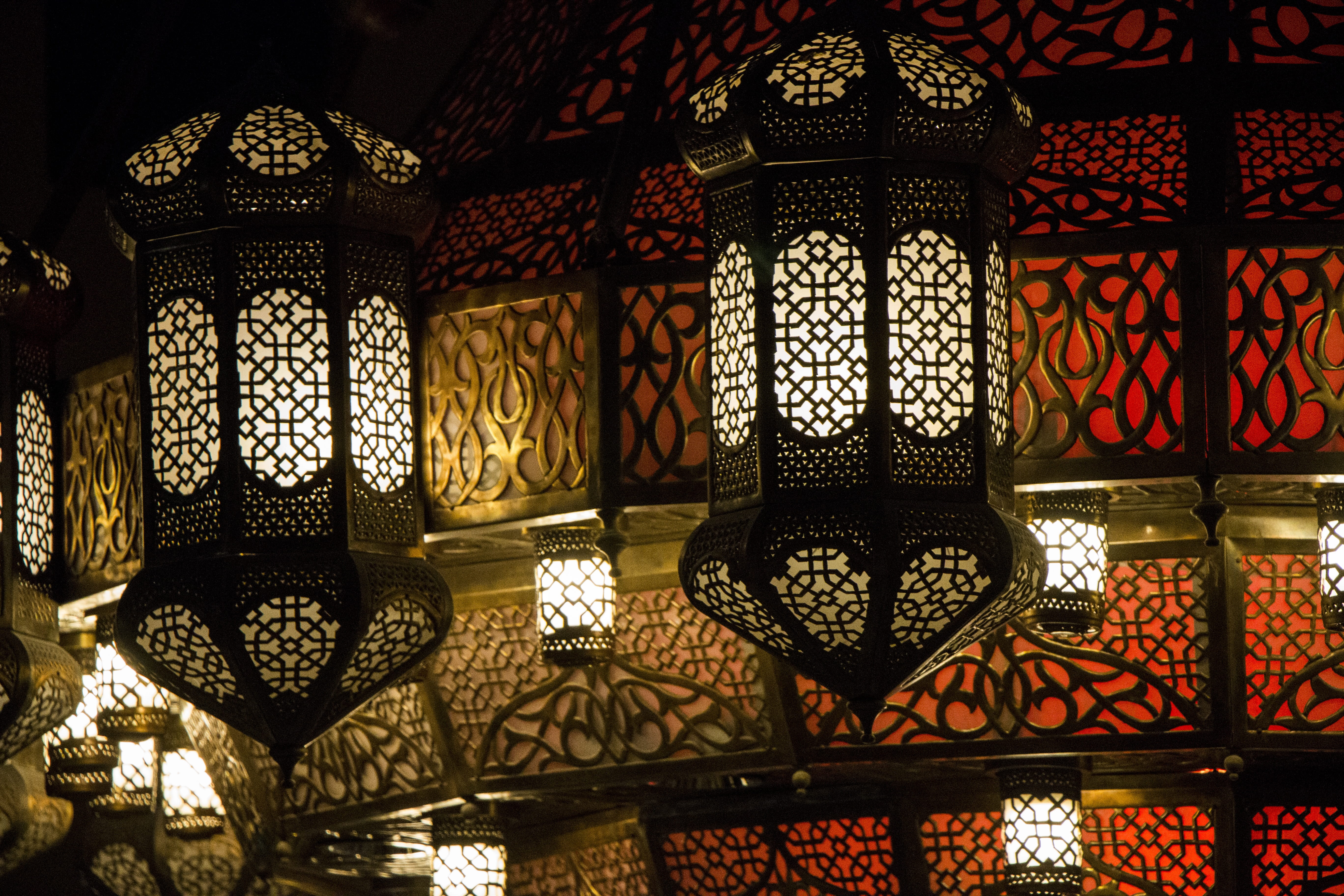 ceiling, light, close-up, low angle view, traditional, creativity, built structure, design, arabic, luxury, building, no people, 5K, window, stained glass, HD Wallpaper