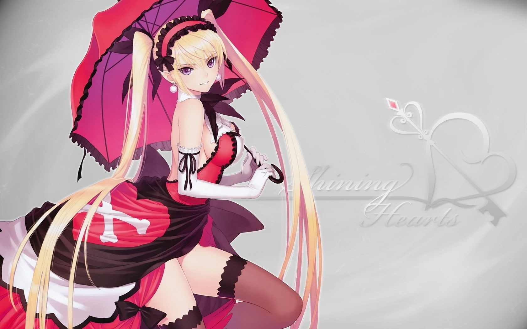 taka, hair, Tony Taka, tony, shining, girls, 720P, twintails, art, mistral, anime, hd, umbrella, hearts, band, blondes, series, umbrellas, HD Wallpaper