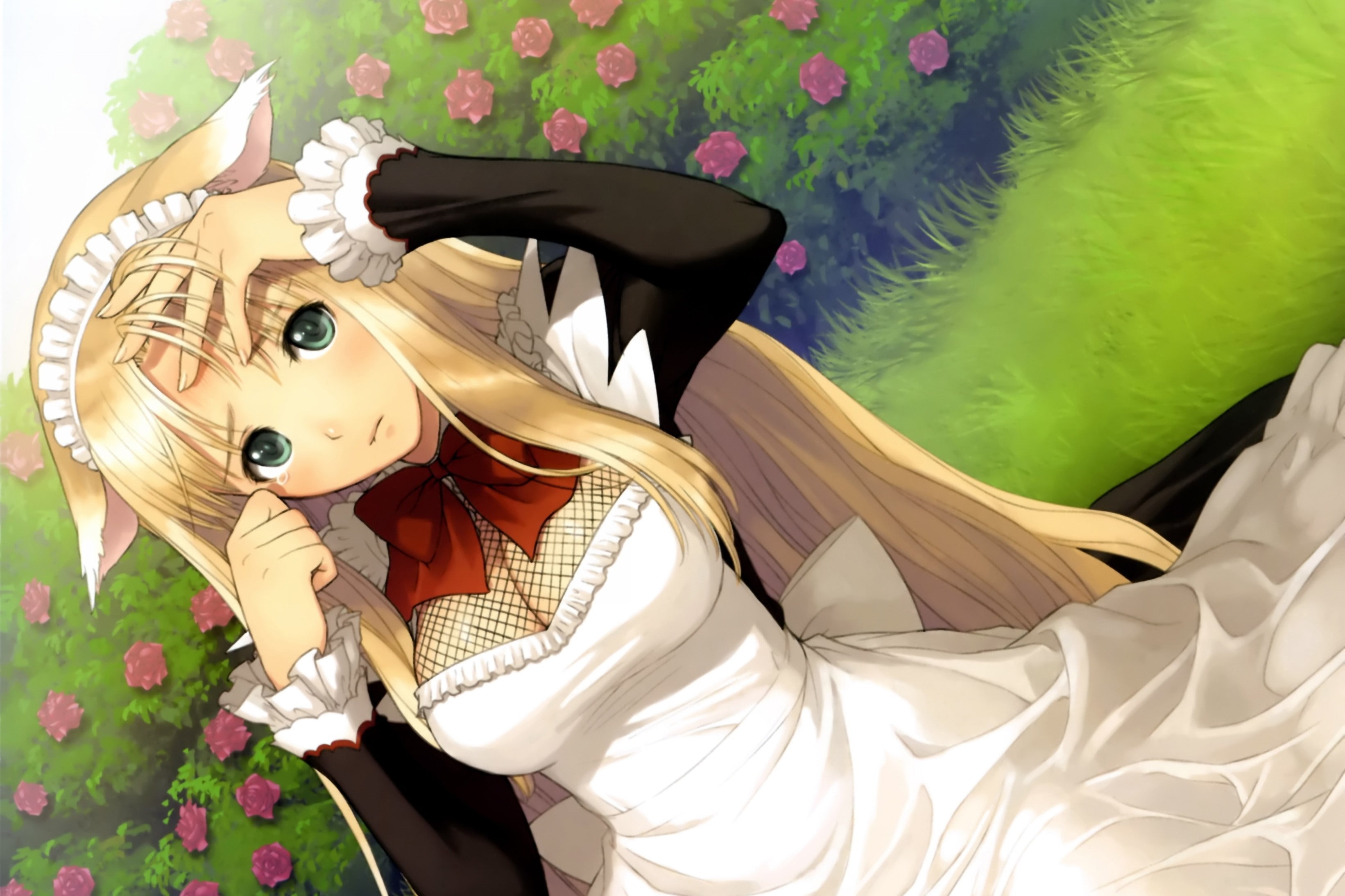 plant, art and craft, creativity, sculpture, Girl, animal, day, flower, animal wildlife, Maid, green color, Shining hearts shiawase no pan, leisure activity, HD Wallpaper