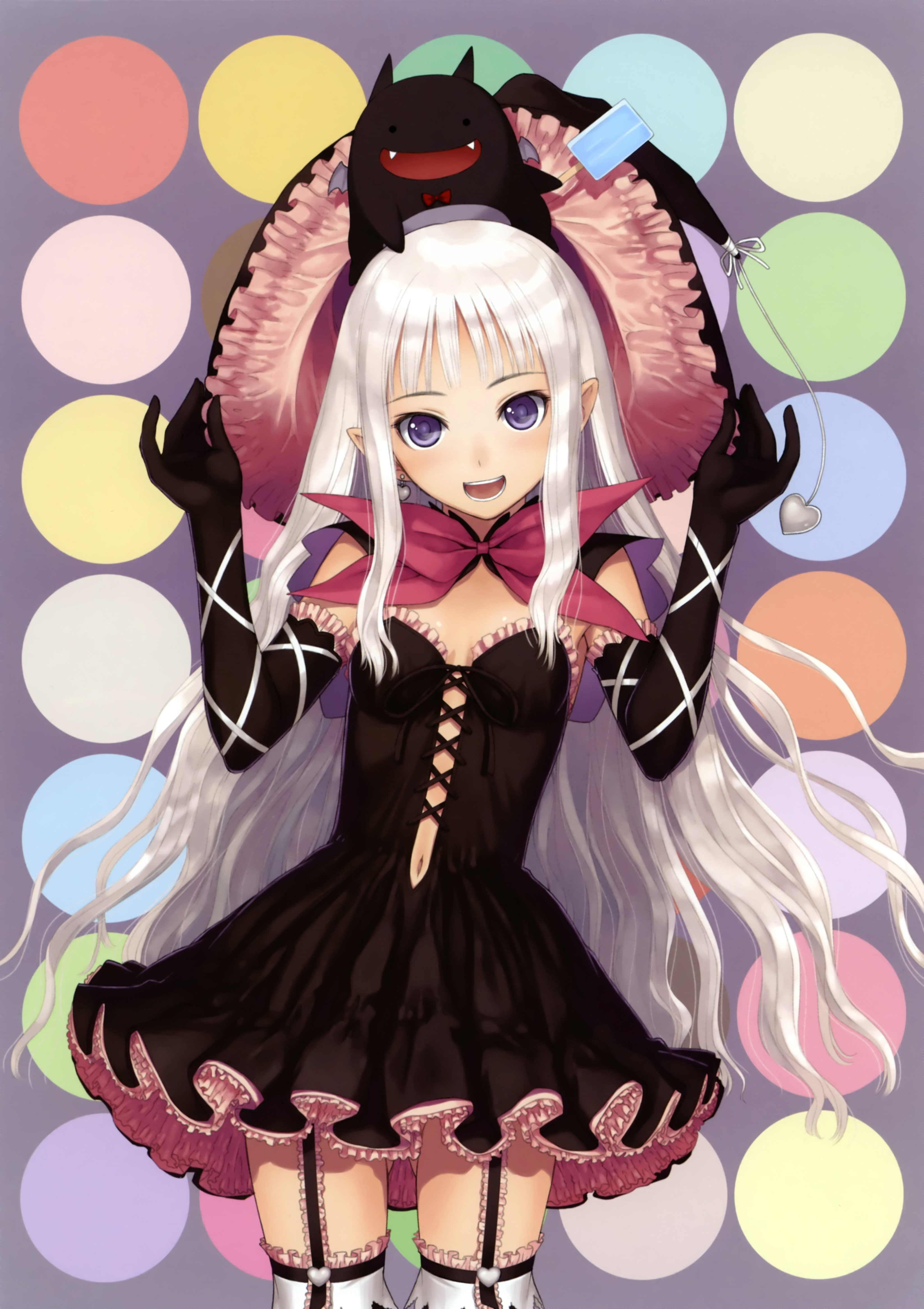 wings, highs, devil, open, melty, hair, purple, pointy, games, 4K, shining, earrings, hats, gloves, tony, dots, smiling, ears, girls, thigh, series, fangs, Phone HD Wallpaper