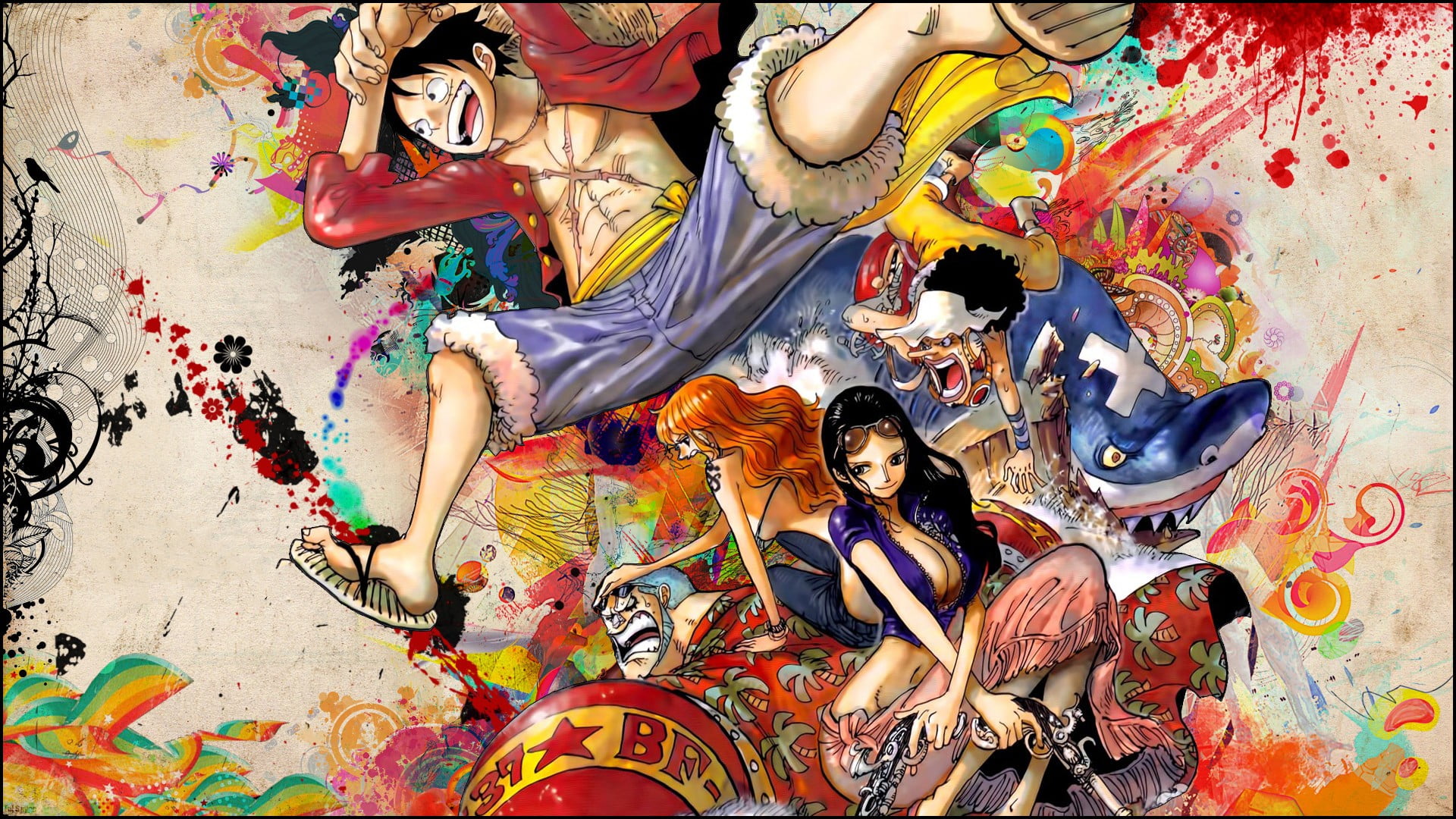 one person, portrait, representation, adult, paint, high angle view, lying down, multi colored, Monkey D. Luffy, 1080P, One Piece, human representation, HD Wallpaper