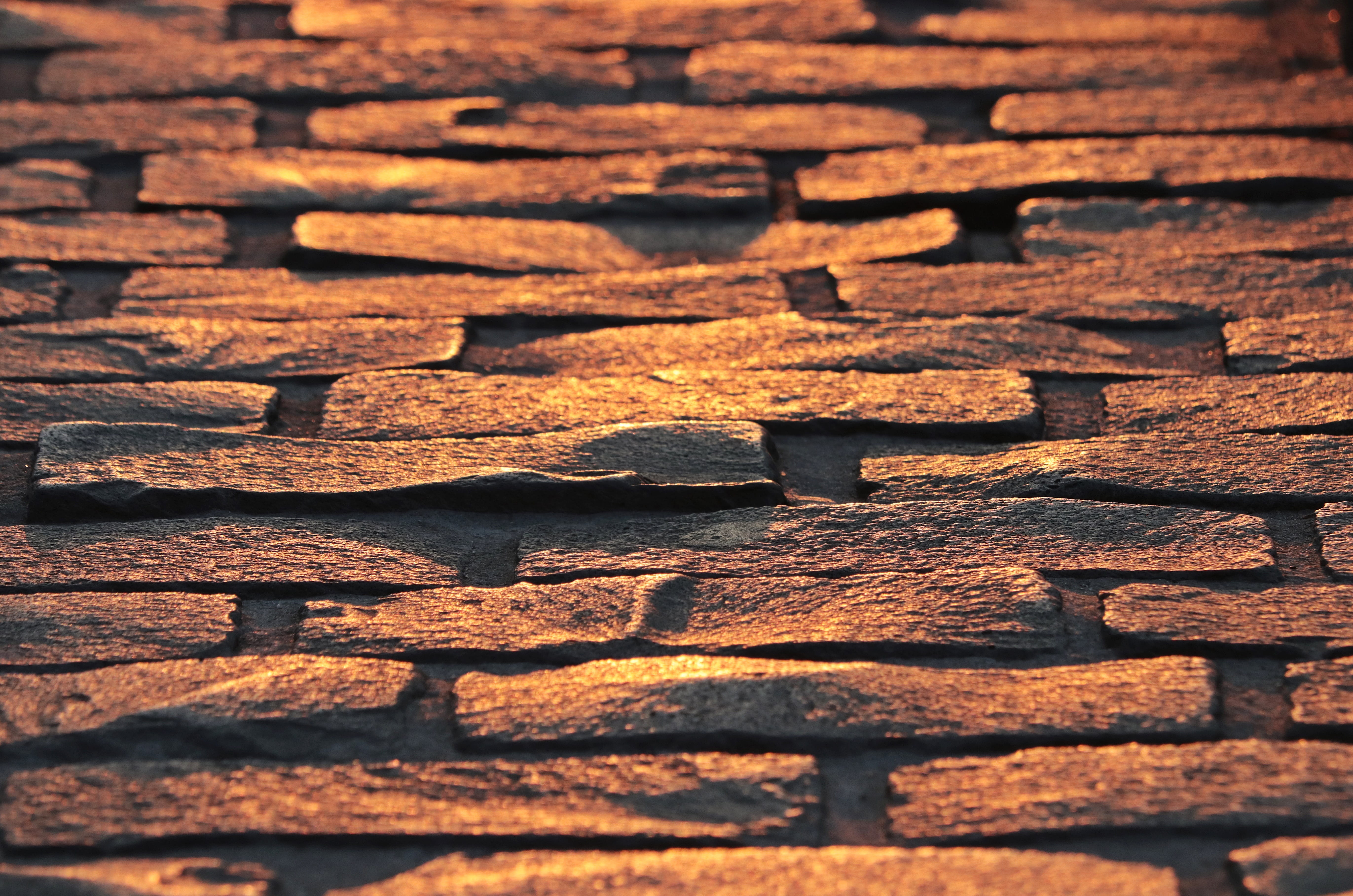 shine, paving stones, sparkle, architecture, pavement, away, shiny, selective focus, roof tile, pattern, flooring, sunlight, brick wall, no people, shadow, HD Wallpaper
