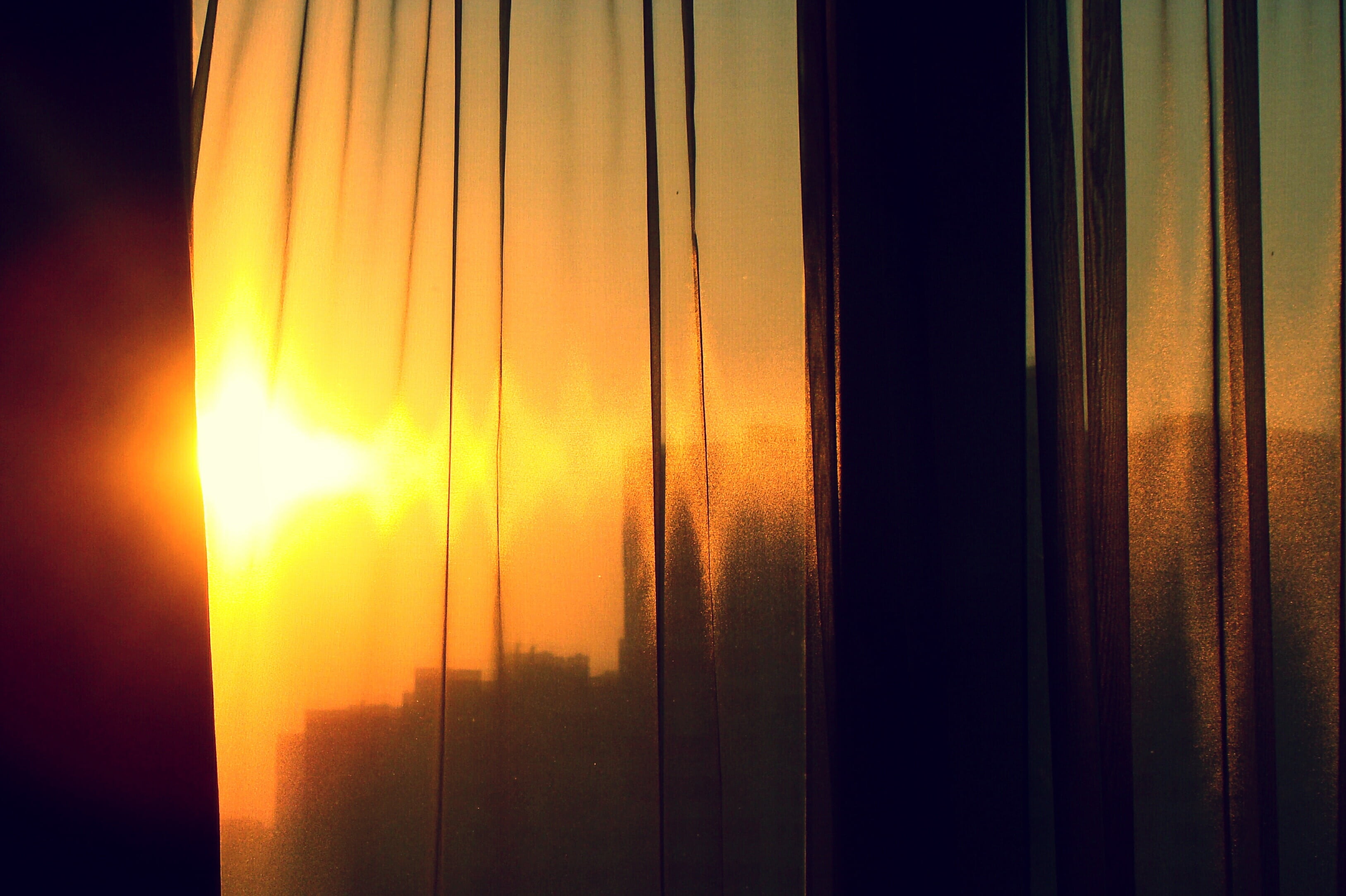 outdoors, reflection, sunbeam, curtain, window, backgrounds, beauty in nature, tulle, transparent, sunlight, blinds, vibrant color, sky, home, close-up, HD Wallpaper
