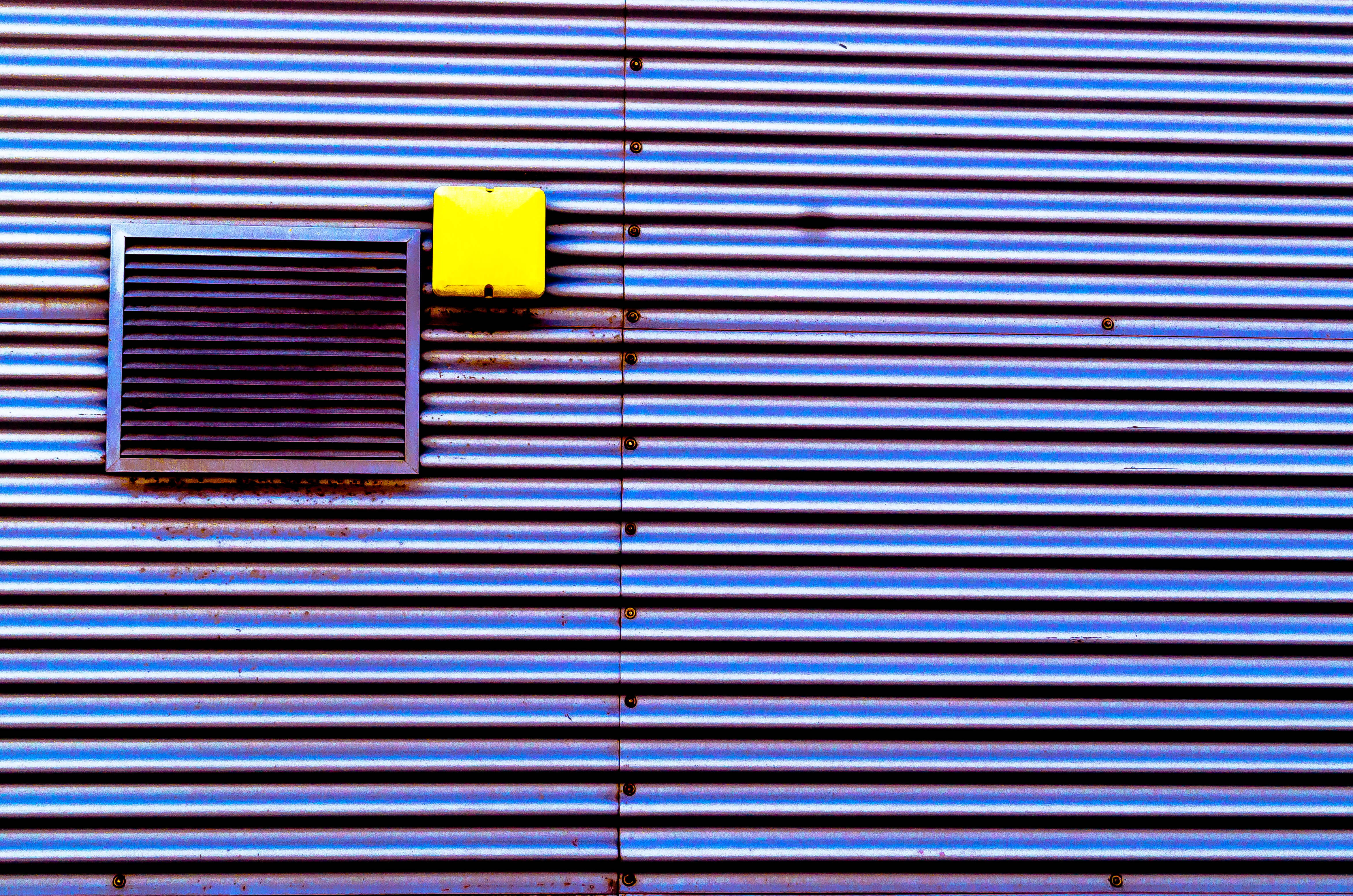 wall - building feature, city, shutter, text, light, spoke, iron, safety, home decor, staircase, wall, blue, outdoors, machine, roller, urban, closed, building exterior, HD Wallpaper