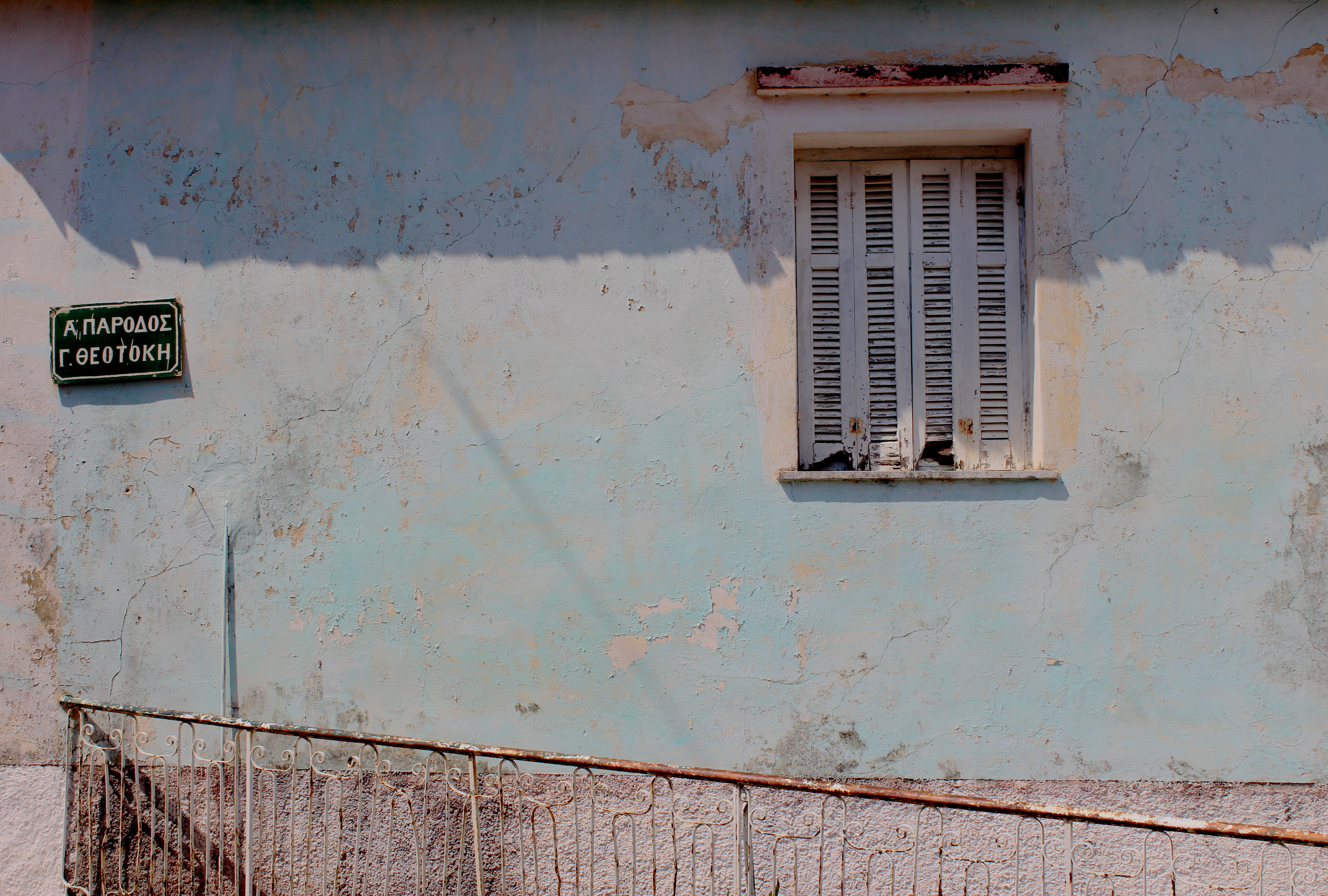 wall, white, architecture, grey, wooden, damaged, greece, weathered, home, built structure, windopane, window, building exterior, shutters, suburbia, metal, HD Wallpaper