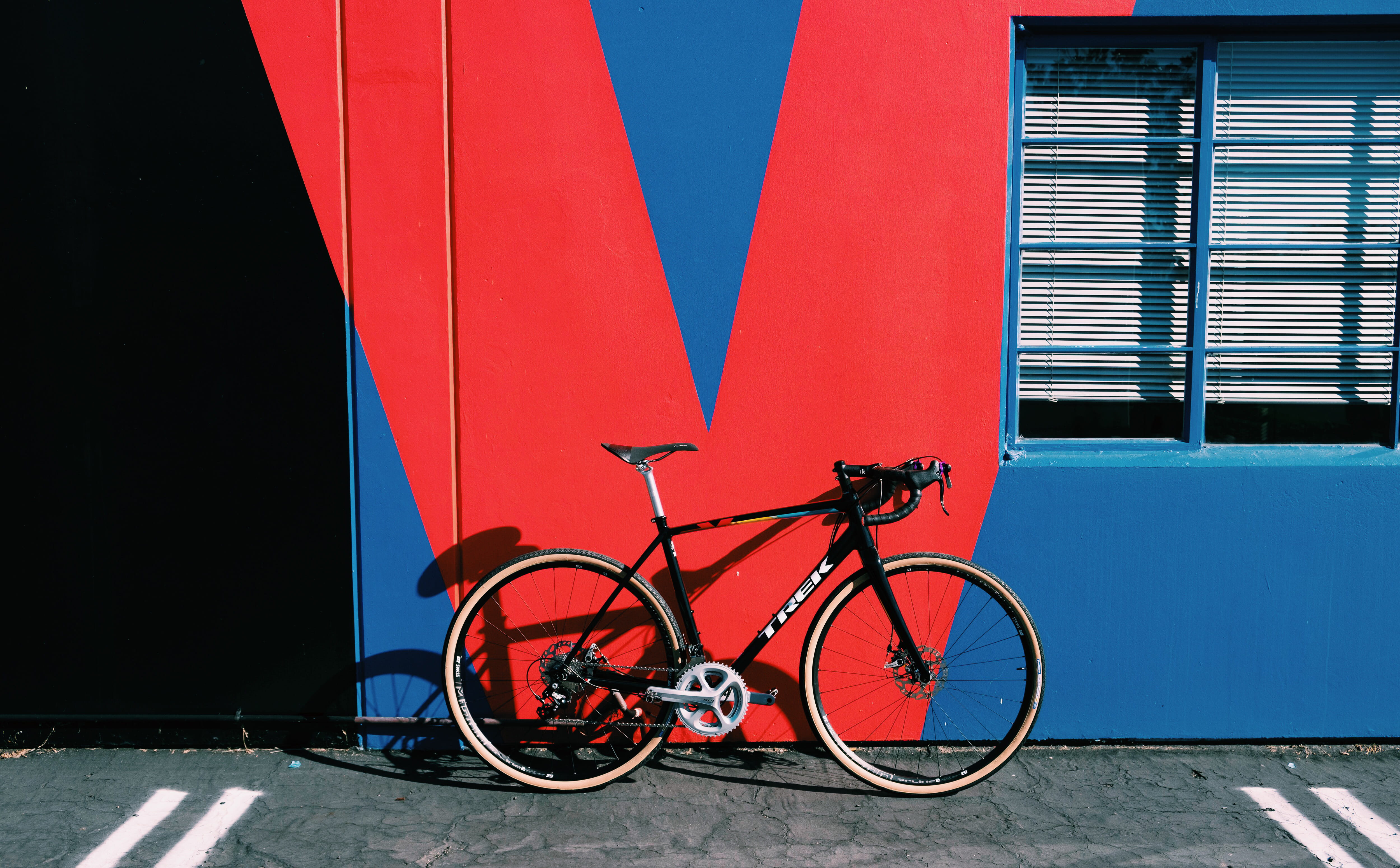 shutter, spoke, window, trek, wheel, land vehicle, wall art, blue, mode of transportation, office, 4K, bike, home decor, day, built structure, curtain, HD Wallpaper