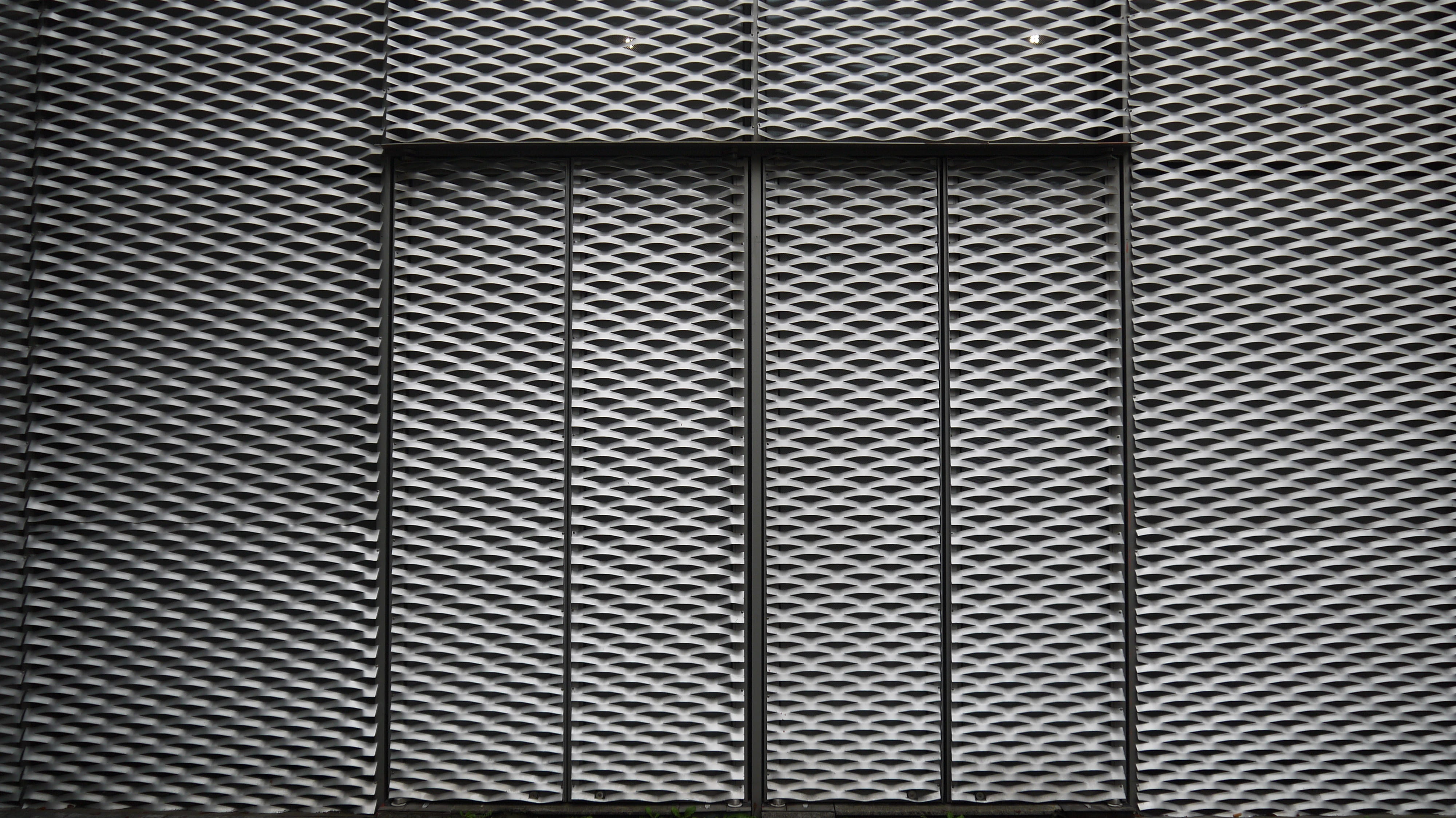 no people, window shade, backgrounds, concrete, city, metal, indoors, built structure, close-up, abstract, brick, wall, protection, museum, black, home decor, HD Wallpaper