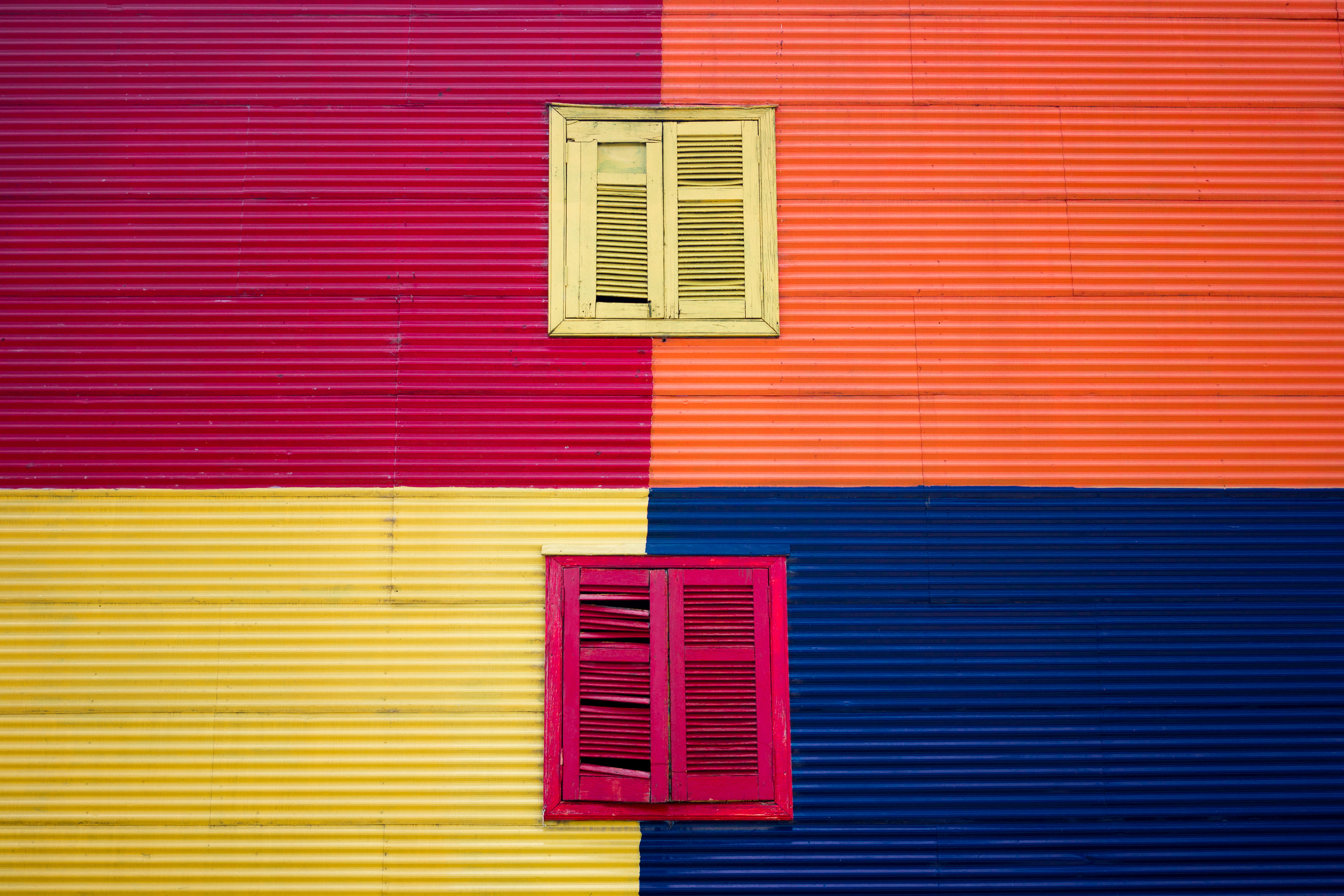 5K, caminito, wall, architecture, colourful, corrugated iron, wall - building feature, built structure, shutter, pattern, communication, multi colored, HD Wallpaper
