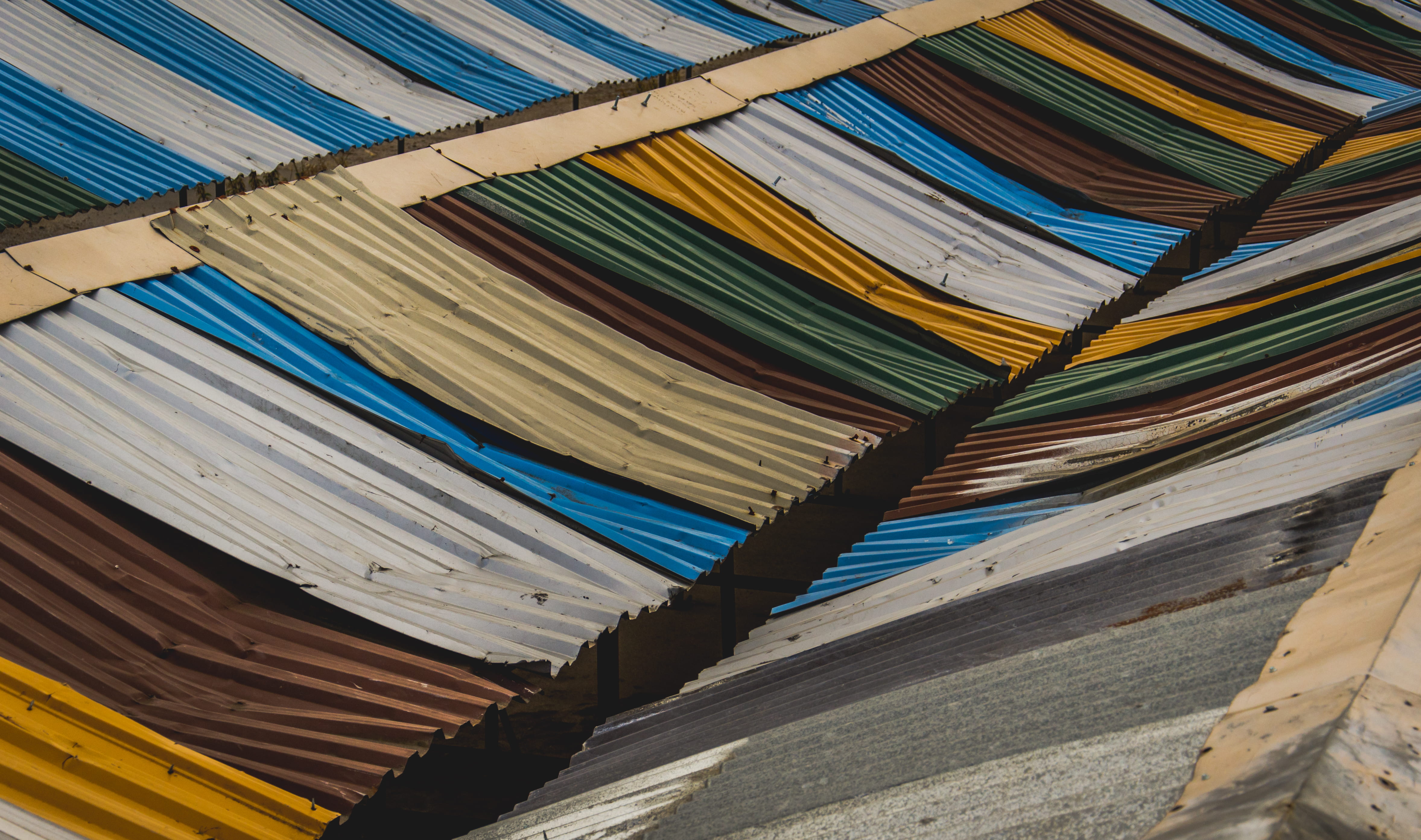 still life, uk, choice, no people, low angle view, blue, color, nature, dinnington, multi colored, england, full frame, roofs, iron, top, roof, assorted, HD Wallpaper