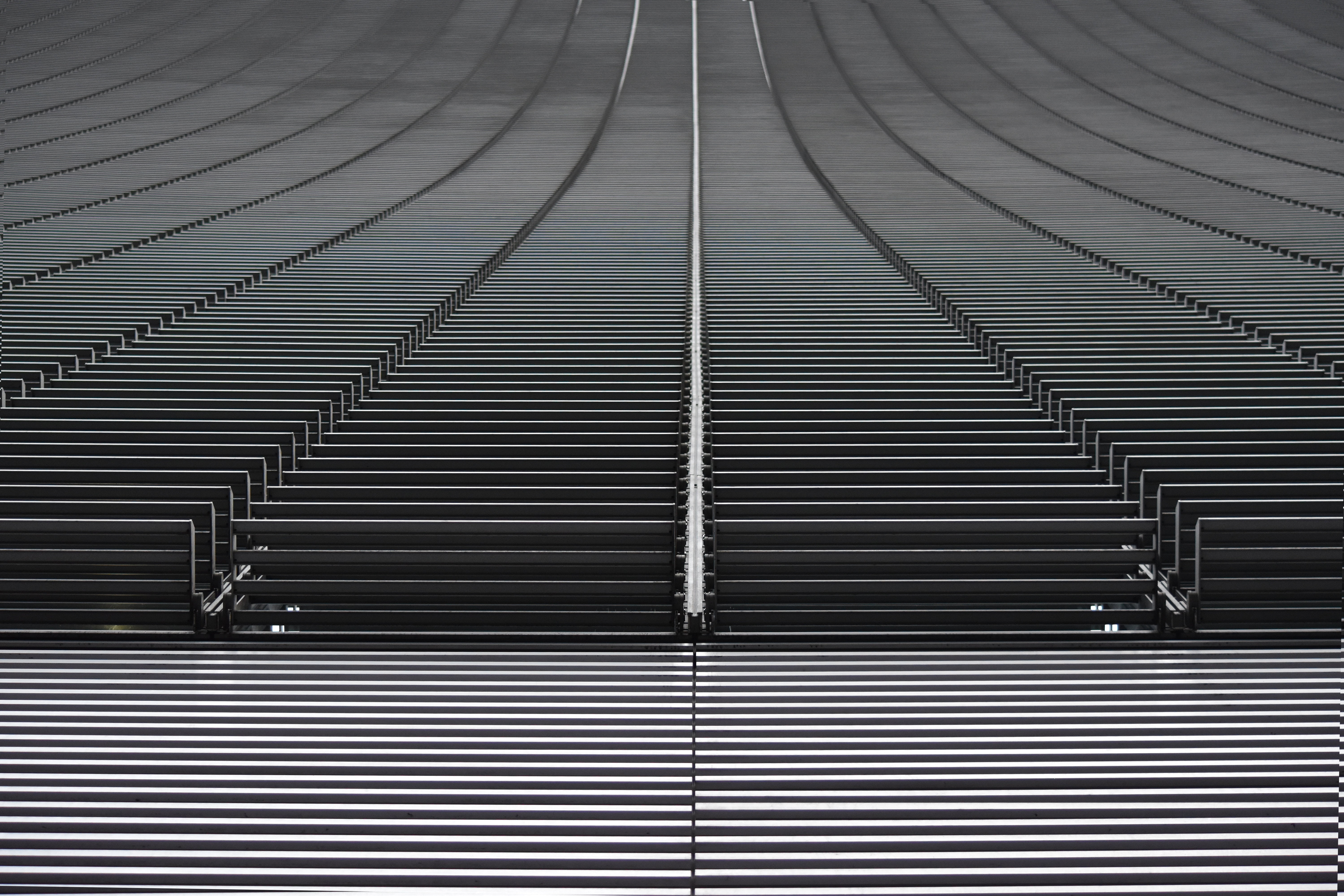 metallic, white, geometric Shape, wall - Building Feature, architecture, built Structure, repetition, futuristic, abstract, pattern, 5K, corrugated, gray, HD Wallpaper