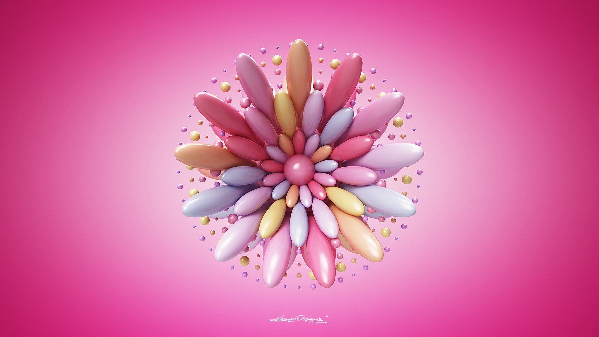 3d, Pink Background, 1080P, abstract, Lacza, HD Wallpaper