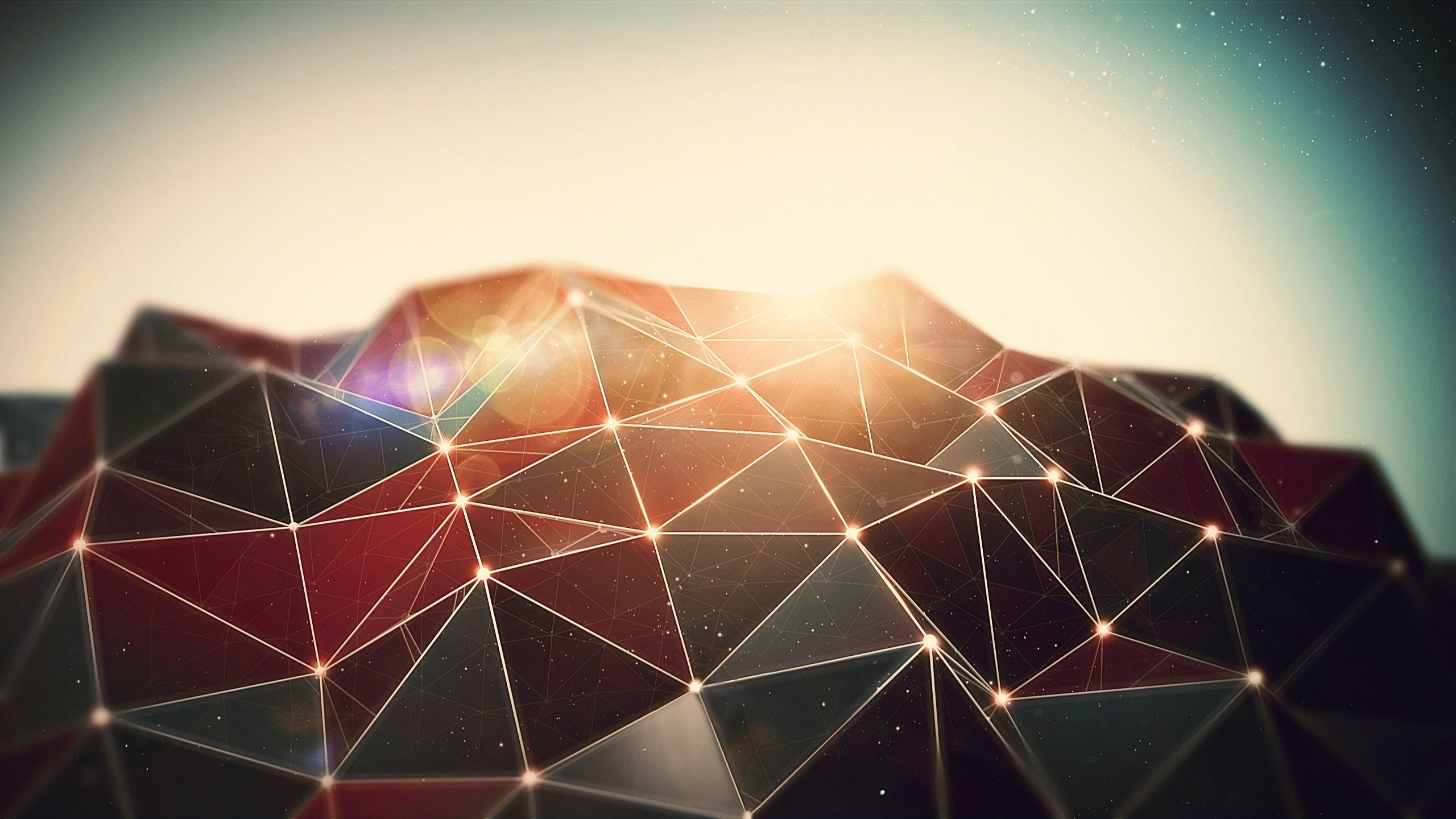 sky, design, beauty in nature, pattern, cgi, futuristic, nature, architecture, abstract, triangle shape, render, built structure, connection, 2K, internet, HD Wallpaper