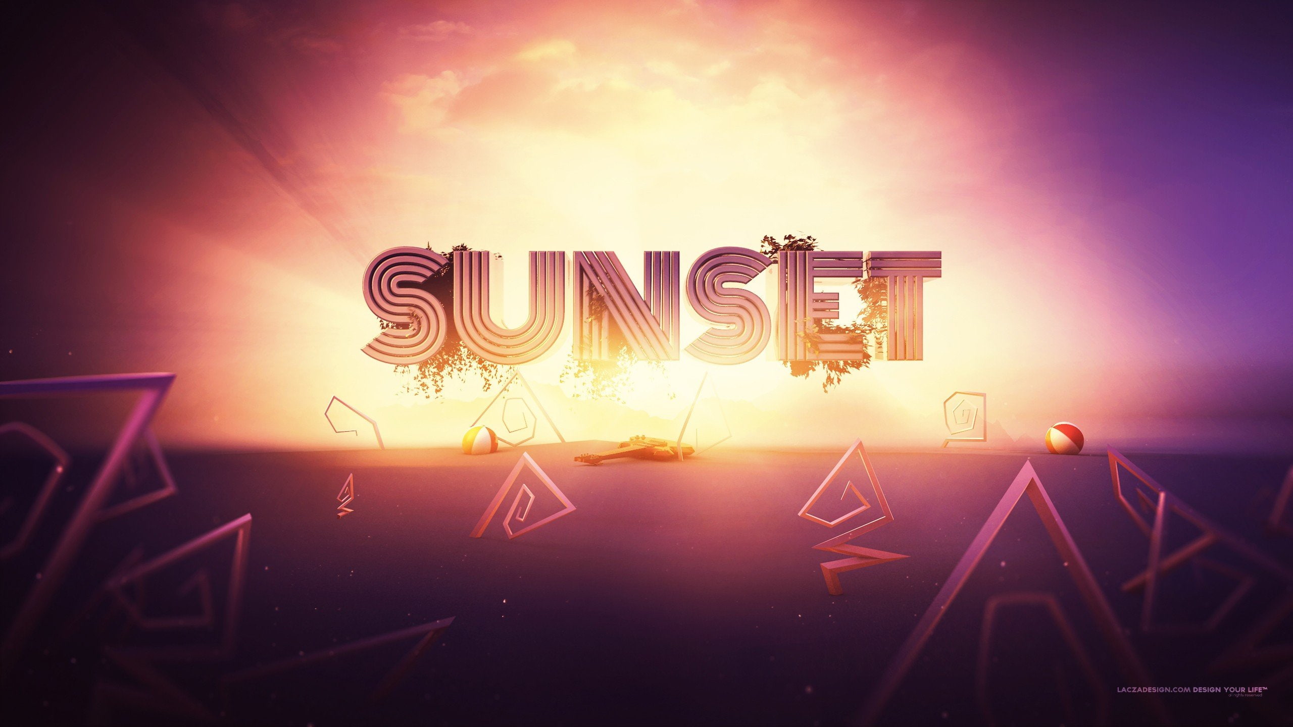 art, 2K, lacza, summer, artwork, typography, sunset, digital, HD Wallpaper