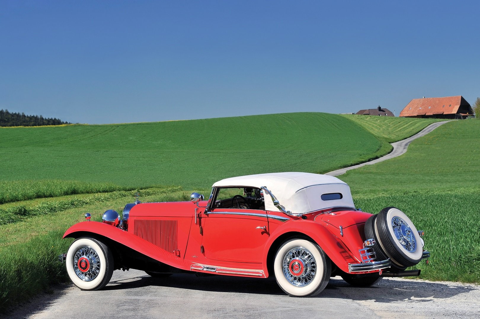 cabriolet, 720P, benz, red, 500k, classic, 1934, mercedes, (w29), cars, HD Wallpaper