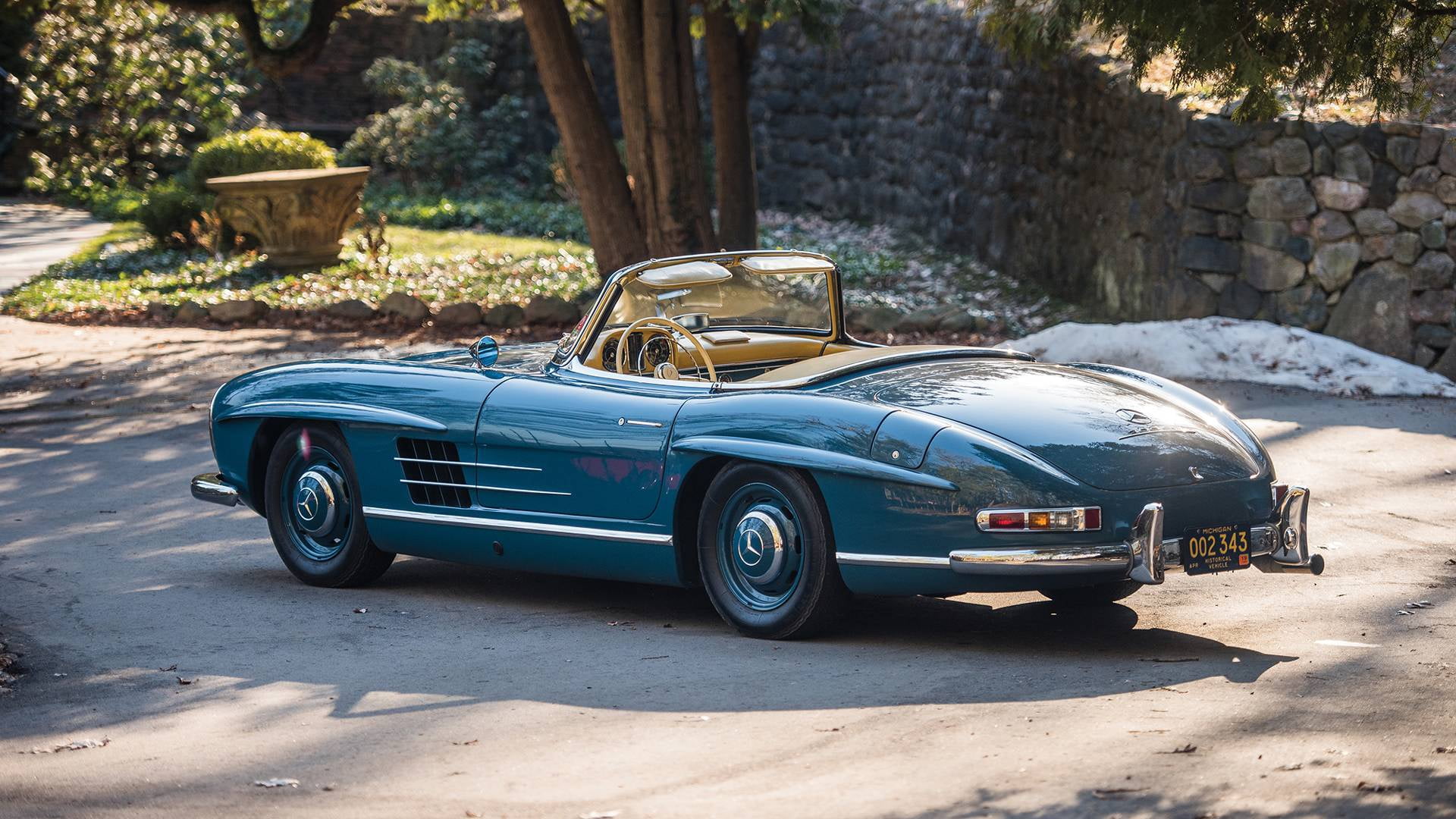 Mercedes-Benz 300 SL, 1962, 1080P, Retro, Roadster, Blue, HD Wallpaper