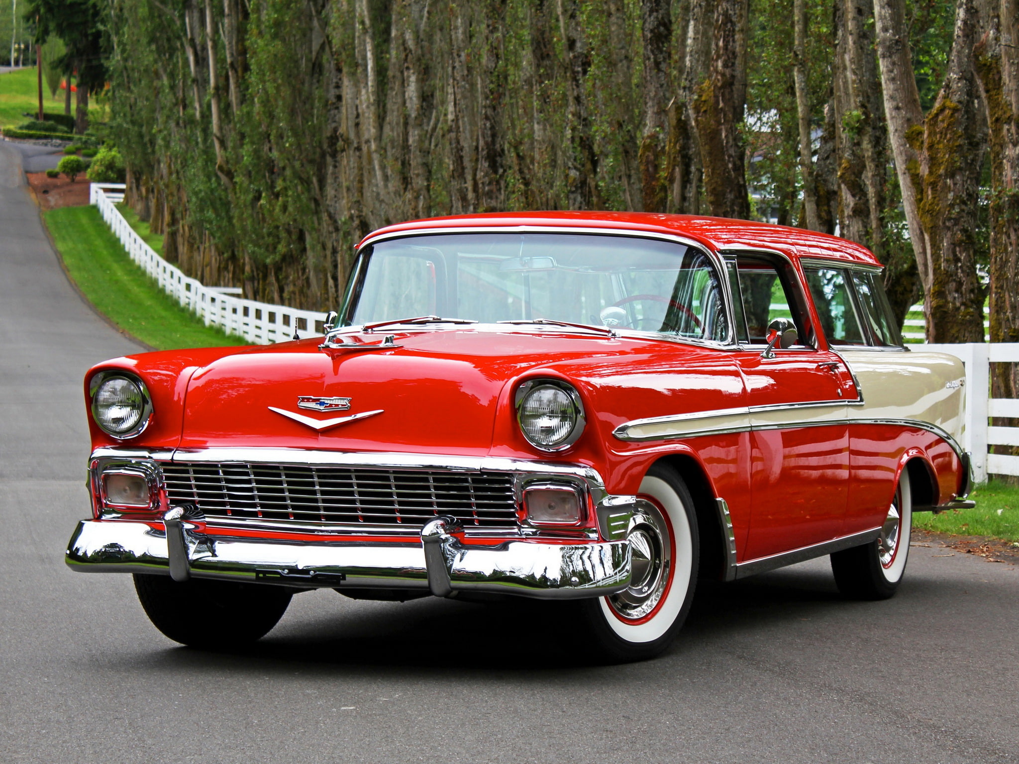 air, stationwagon, retro, bel, chevrolet, nomad, 1080P, 1956, HD Wallpaper