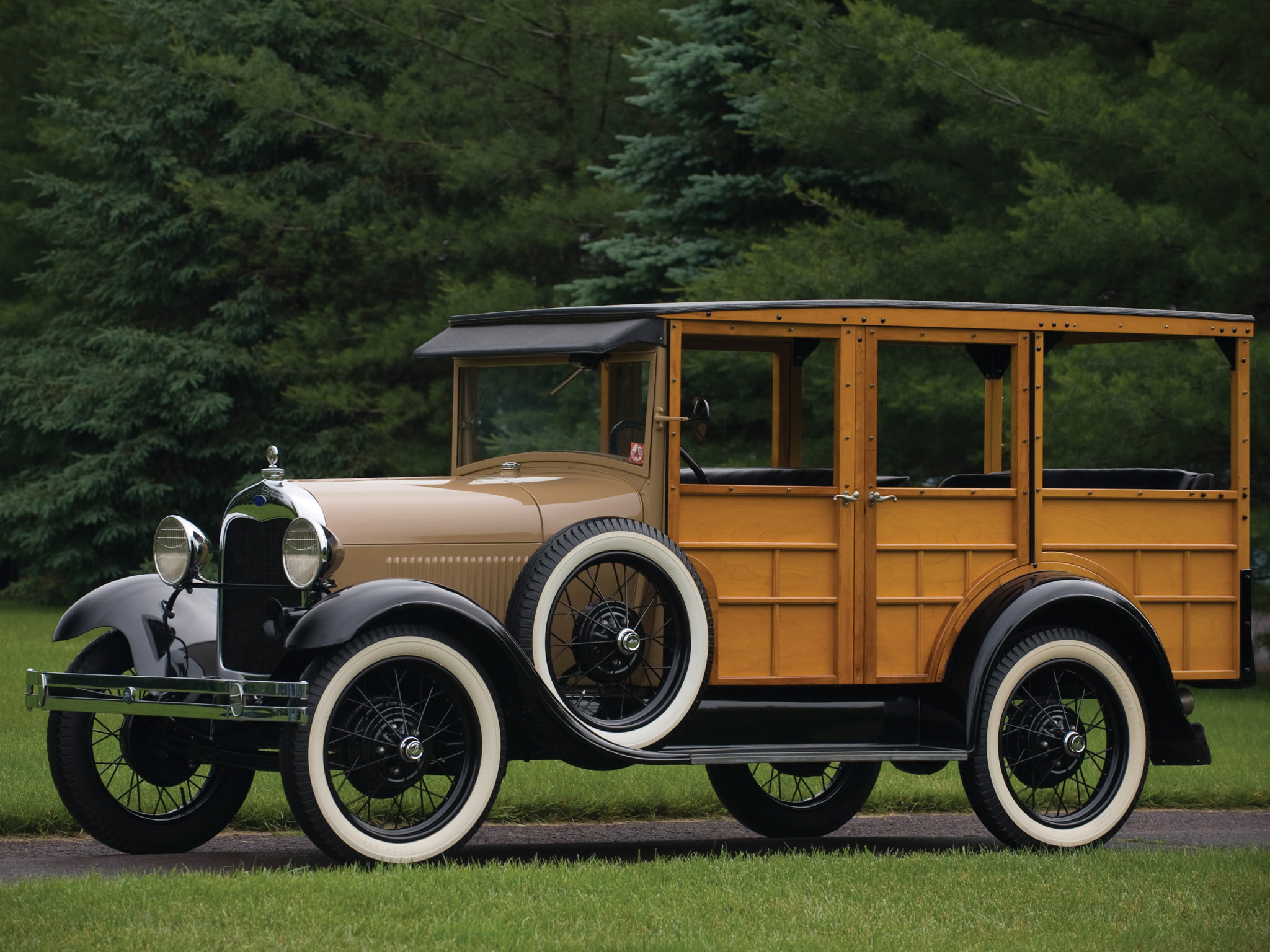 retro, stationwagon, 150а, 1080P, truck, model, ford, 1929, woody, HD Wallpaper