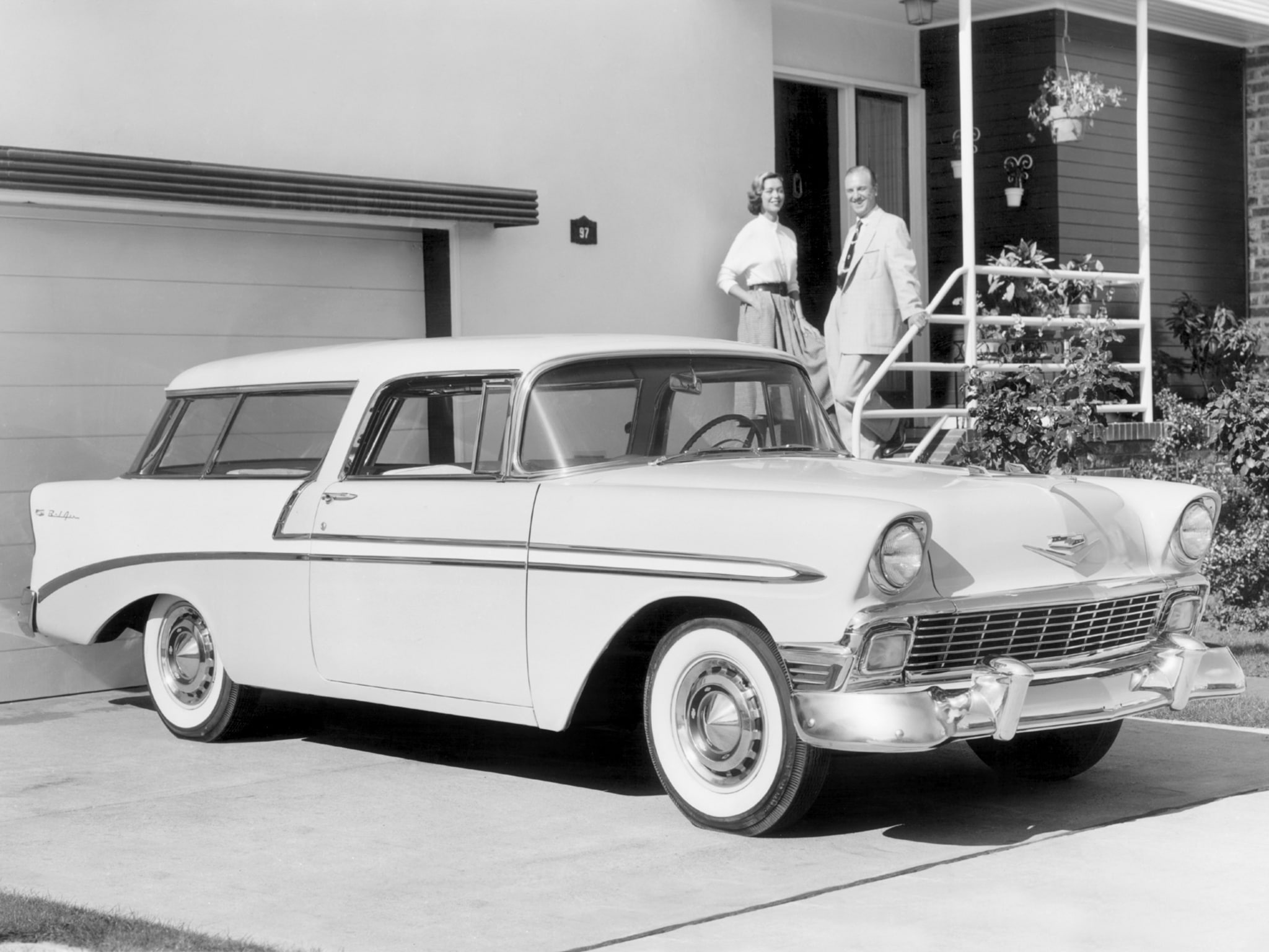 1956, bel, chevrolet, retro, stationwagon, air, nomad, 1080P, HD Wallpaper