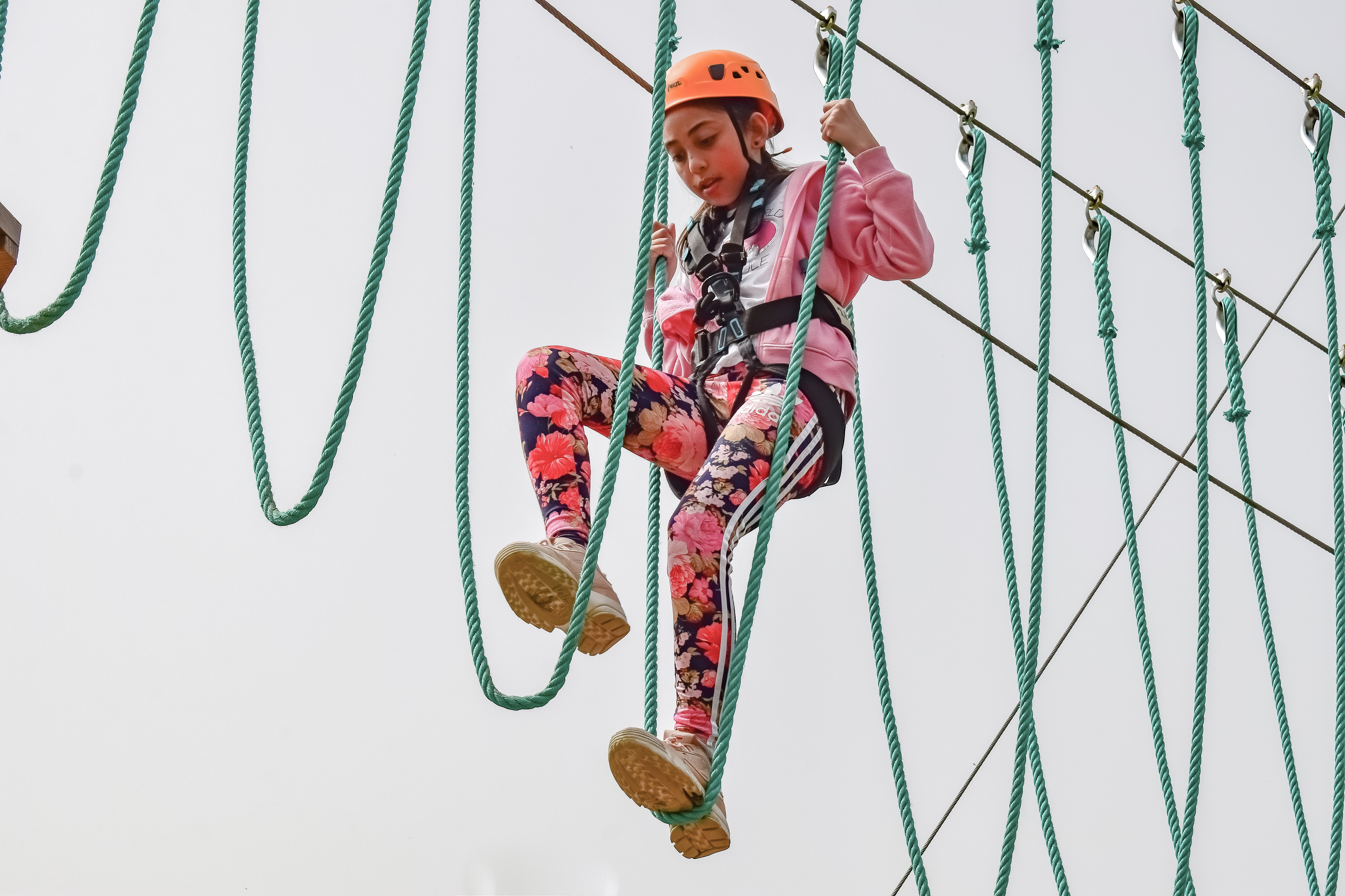 casual clothing, leisure activity, helmet, climb, sport, security, nature, agility, adventure park, day, safety, girl, adventure, full length, danger, headwear, HD Wallpaper