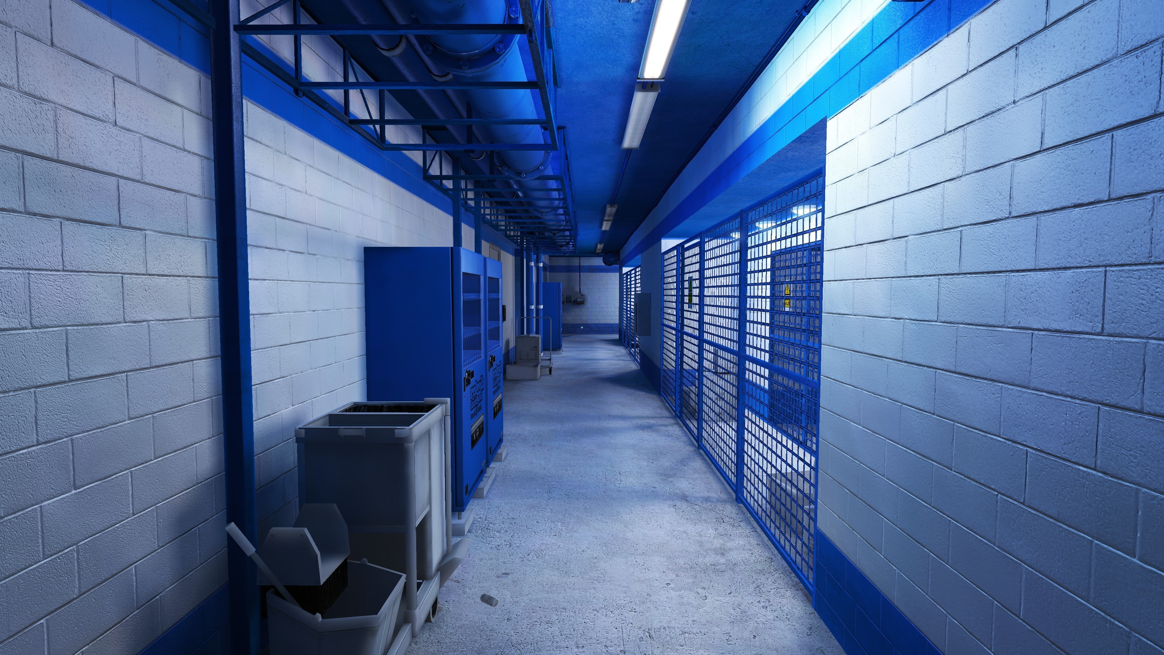 business, diminishing perspective, industry, warehouse, entrance, ceiling, arcade, 4K, technology, network server, flooring, built structure, absence, HD Wallpaper