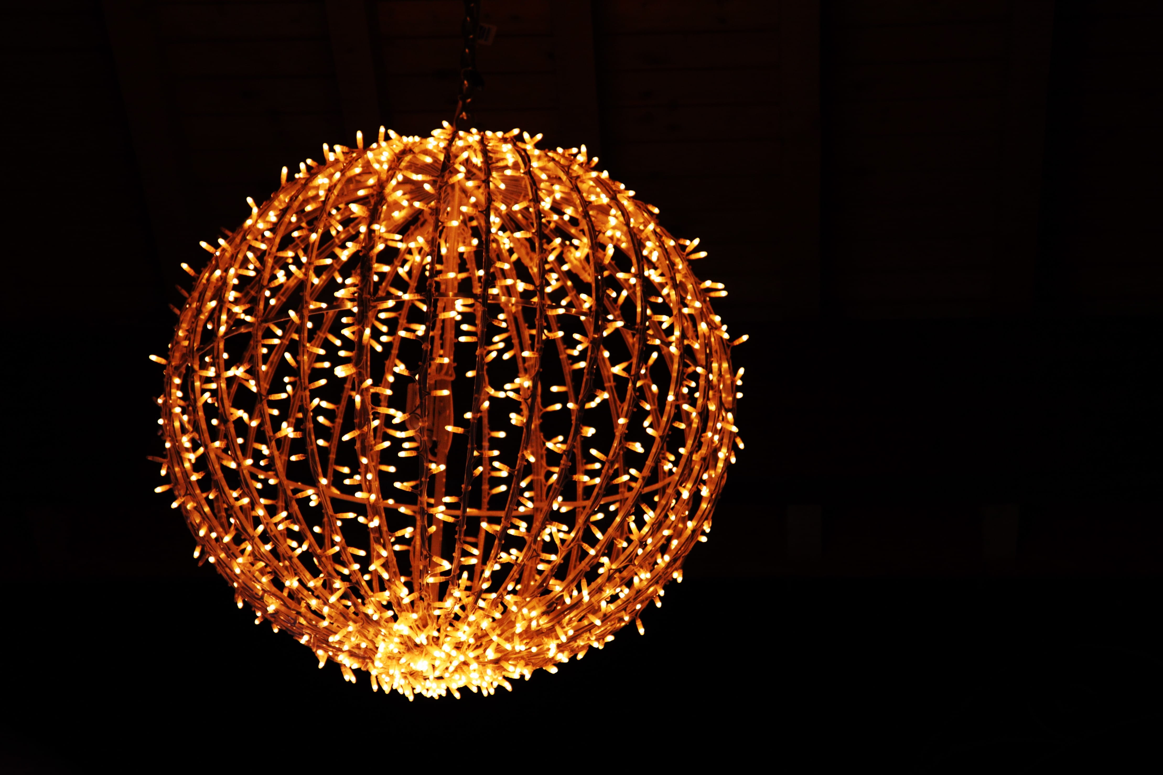 indoors, Christmas, sphere, evening, studio shot, Bulb, single object, geometric shape, illuminate, shape, ornament, copy space, glowing, Ball, black background, HD Wallpaper