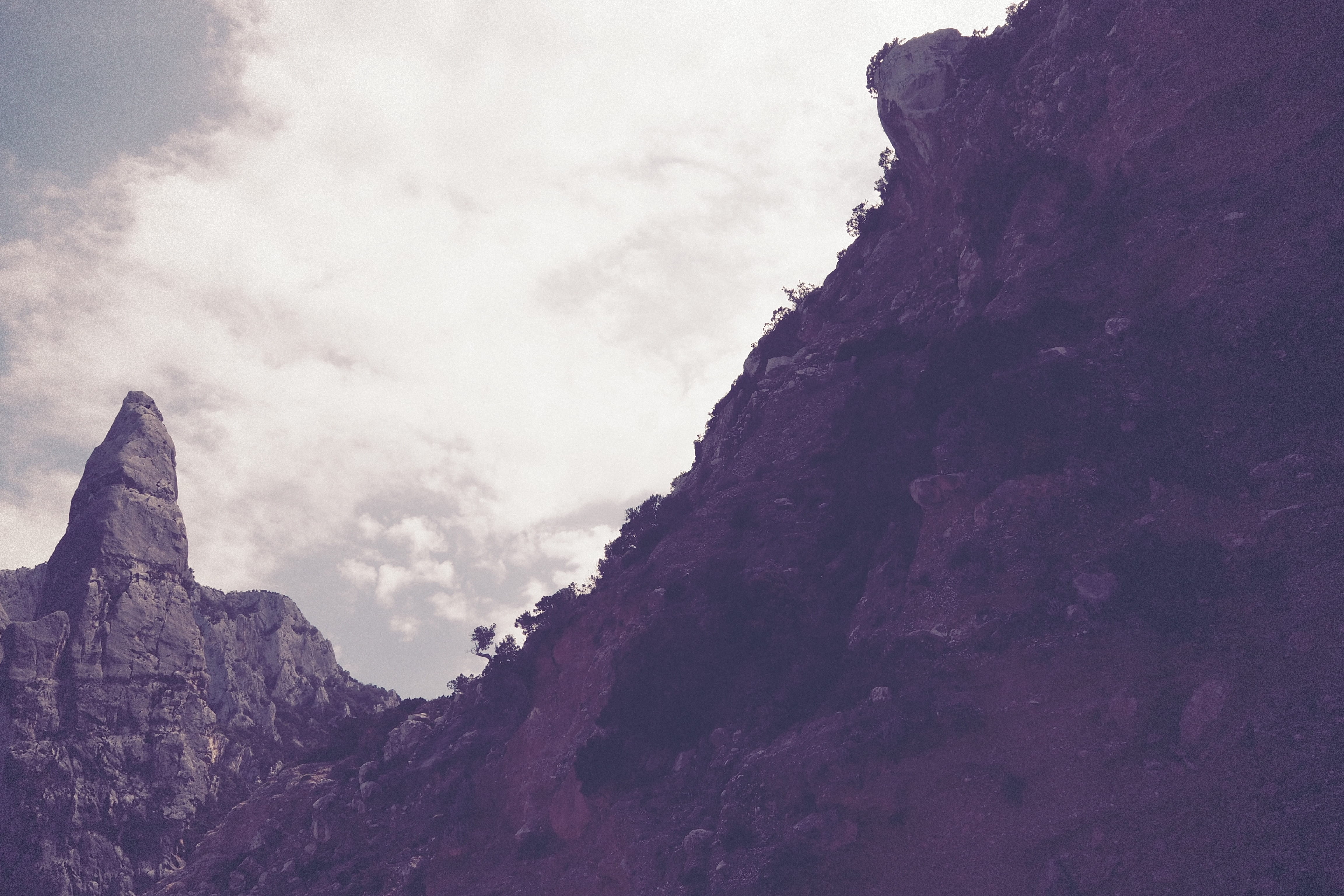day, mountain, sepia, no people, tranquil scene, vintage, sky, outdoors, cloud - sky, scenics - nature, 4K, solid, geology, rock formation, mountain peak, HD Wallpaper