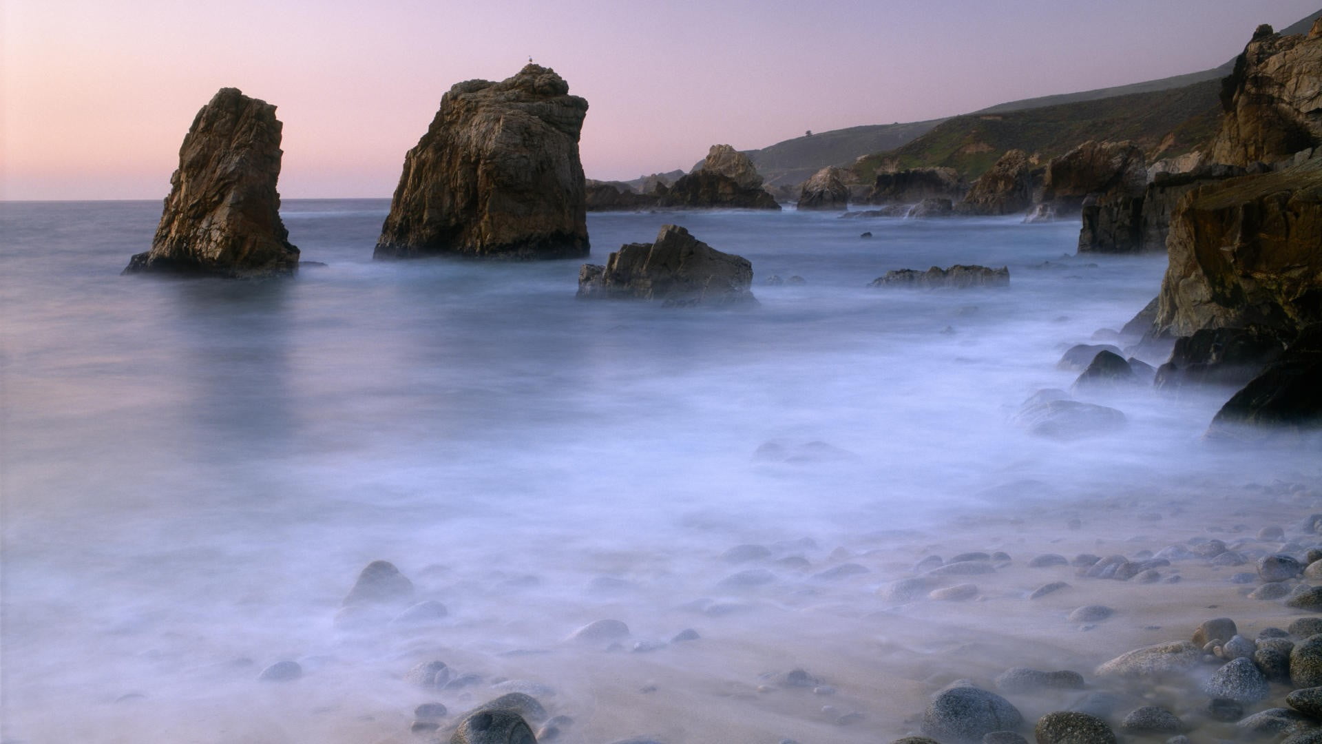 solid, scenics - nature, rock, 1080P, outdoors, coast, stack rock, rock - object, blurred motion, long exposure, rock formation, horizon over water, landscape, HD Wallpaper