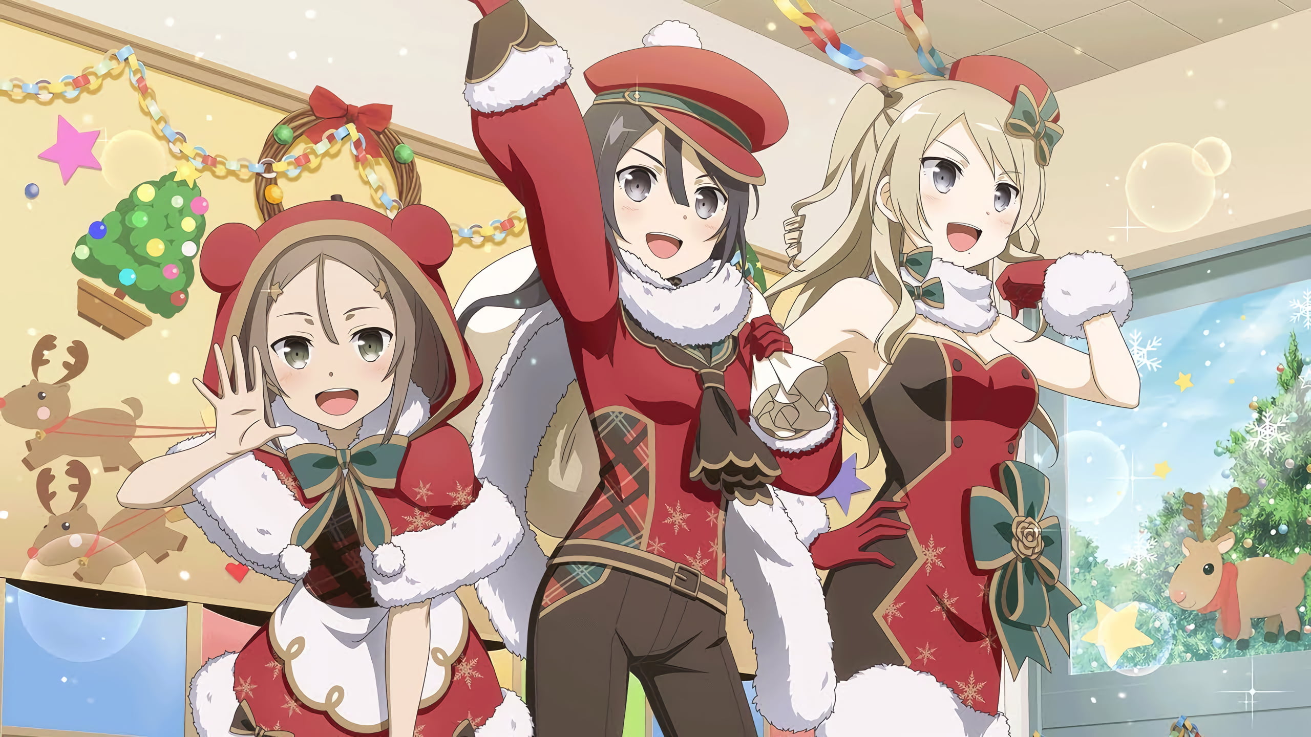 Kusunoki Mebuki, 2K, Anime, Christmas, Yuuki Yuuna wa Yuusha de Aru, Miyoshi Karin, Miroku Yumiko, HD Wallpaper