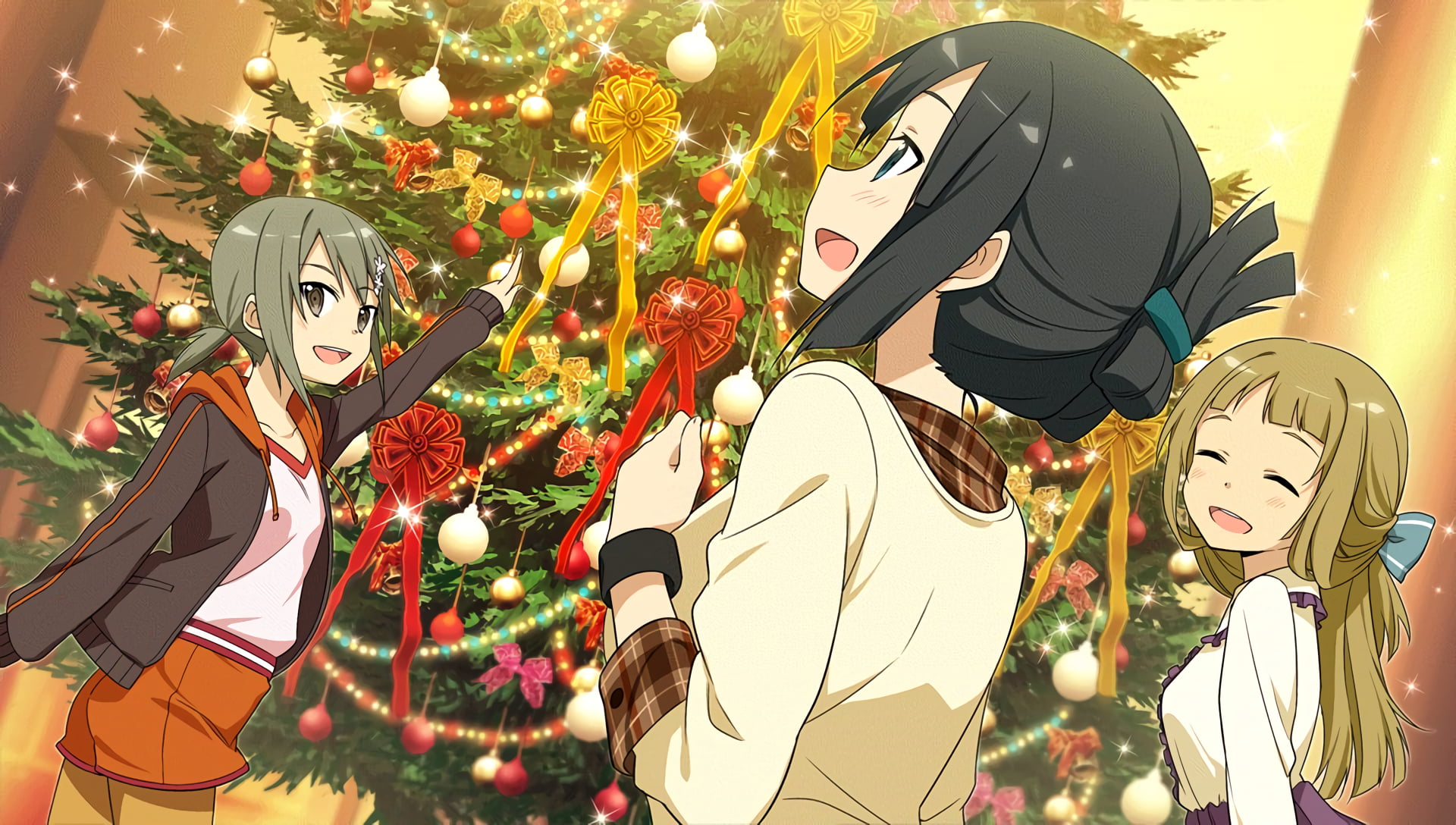 Togo Mimori, Christmas Tree, 1080P, Minowa Gin, Nogi Sonoko, Anime, Yuuki Yuuna wa Yuusha de Aru, HD Wallpaper