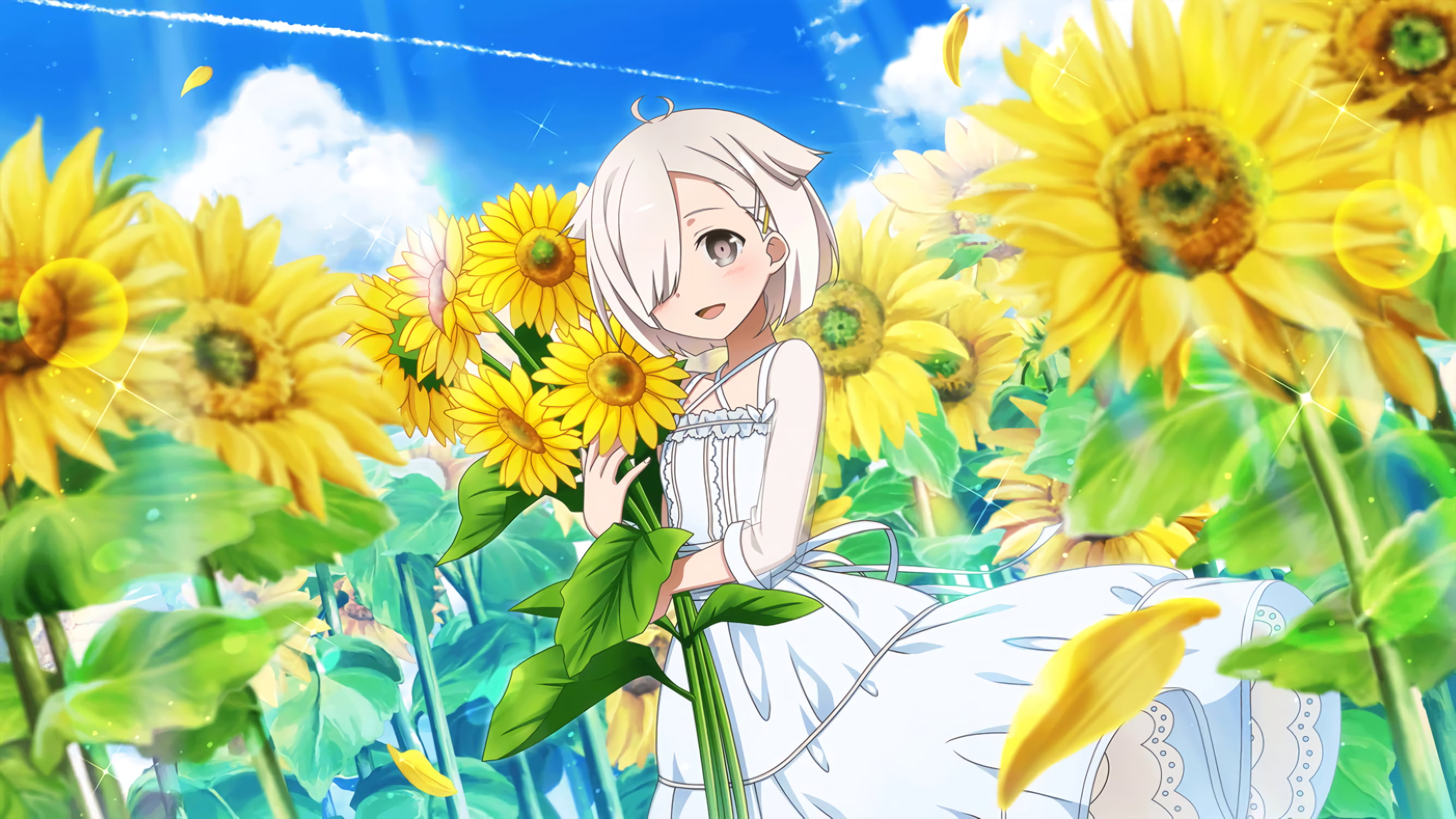 Shizuku Yamabushi, Anime, Sunflower, Yuuki Yuuna wa Yuusha de Aru, 2K, HD Wallpaper