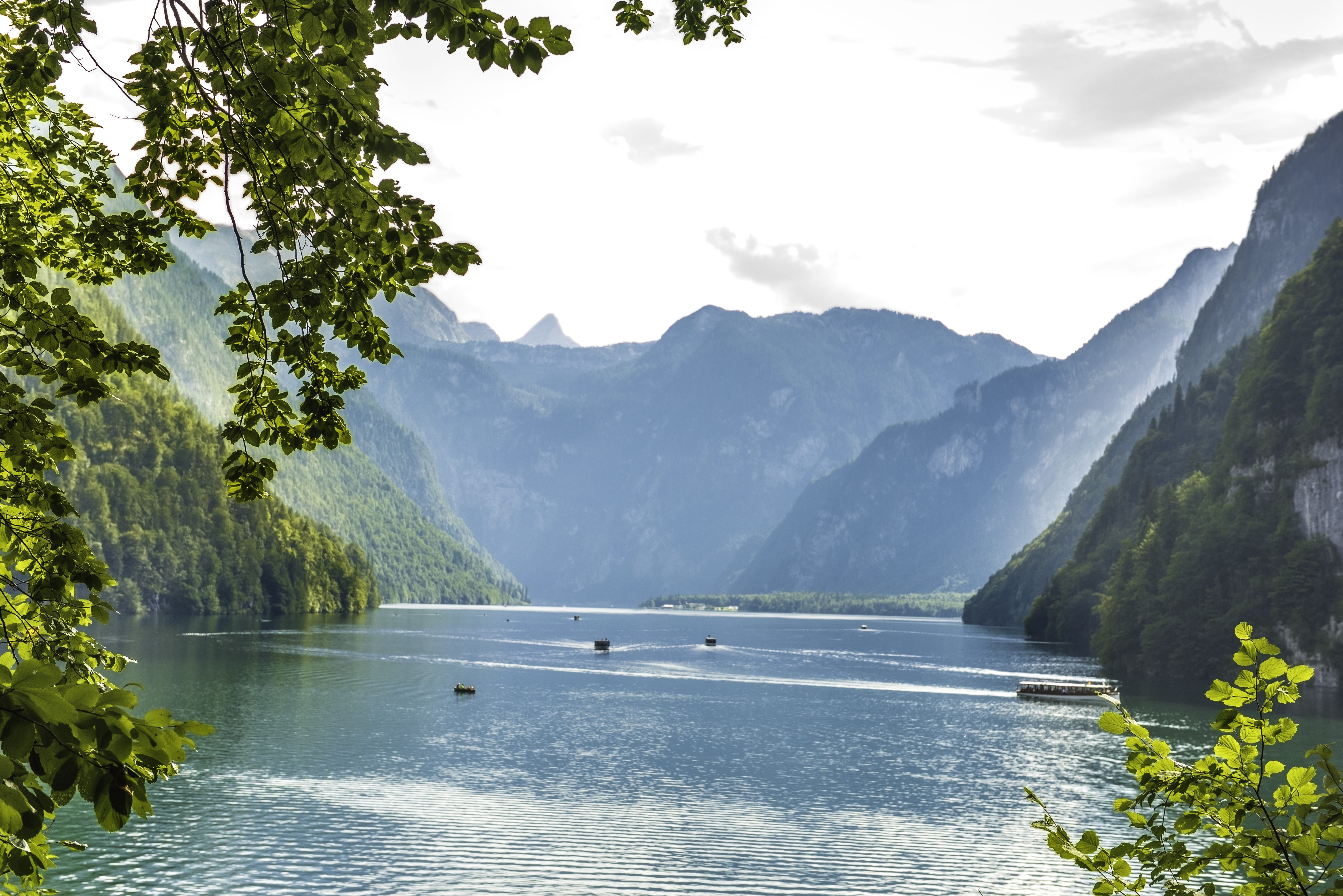weather, water, outdoors, watzmann, beauty in nature, growth, idyllic, national, blue, reflection, non-urban scene, forest, austria, lake, no people, green, HD Wallpaper