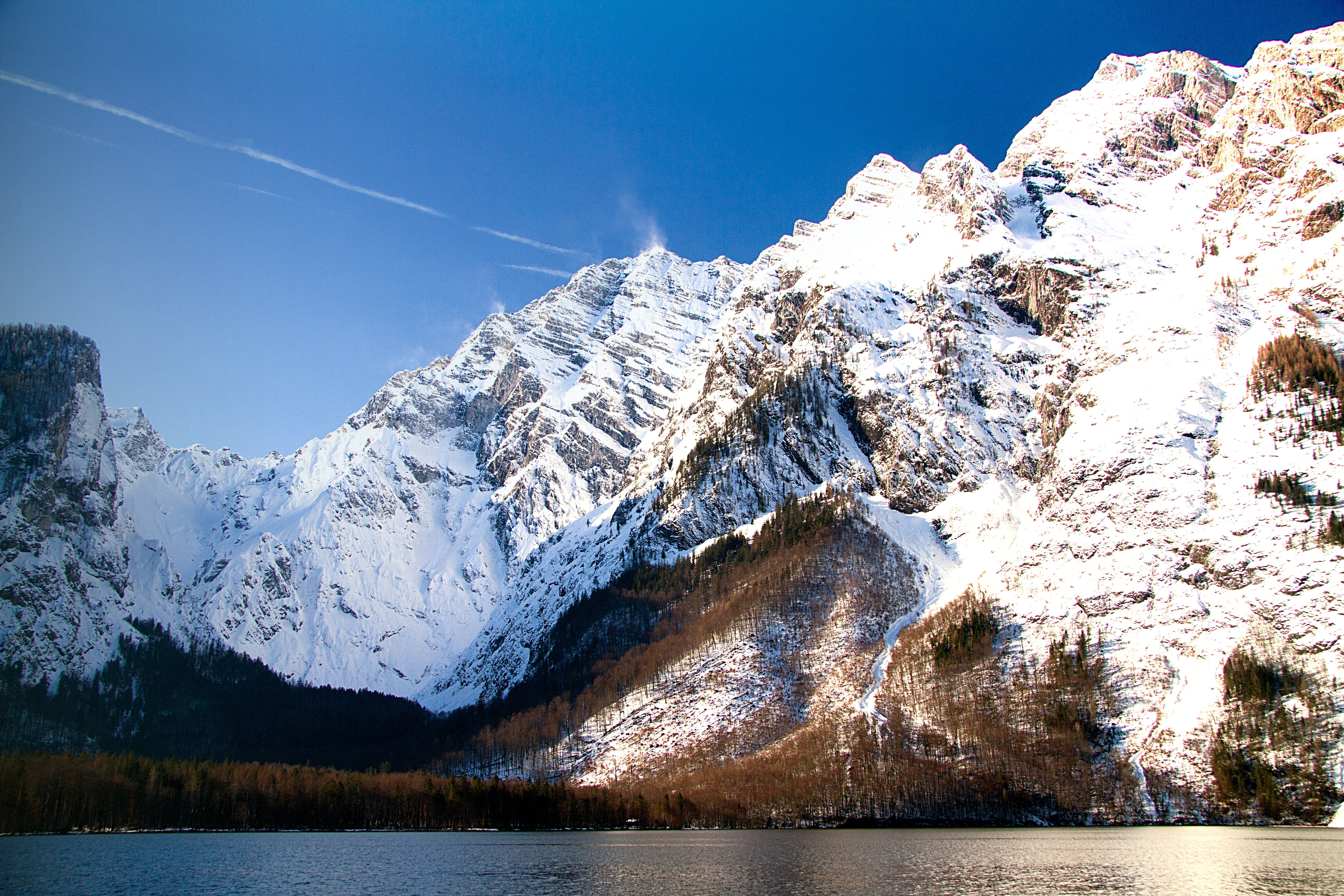 blue, cold temperature, winter, excursion destination, tranquility, day, outdoors, mountain, 5K, berchtesgaden national park, environment, landscape, bartholomä st, HD Wallpaper