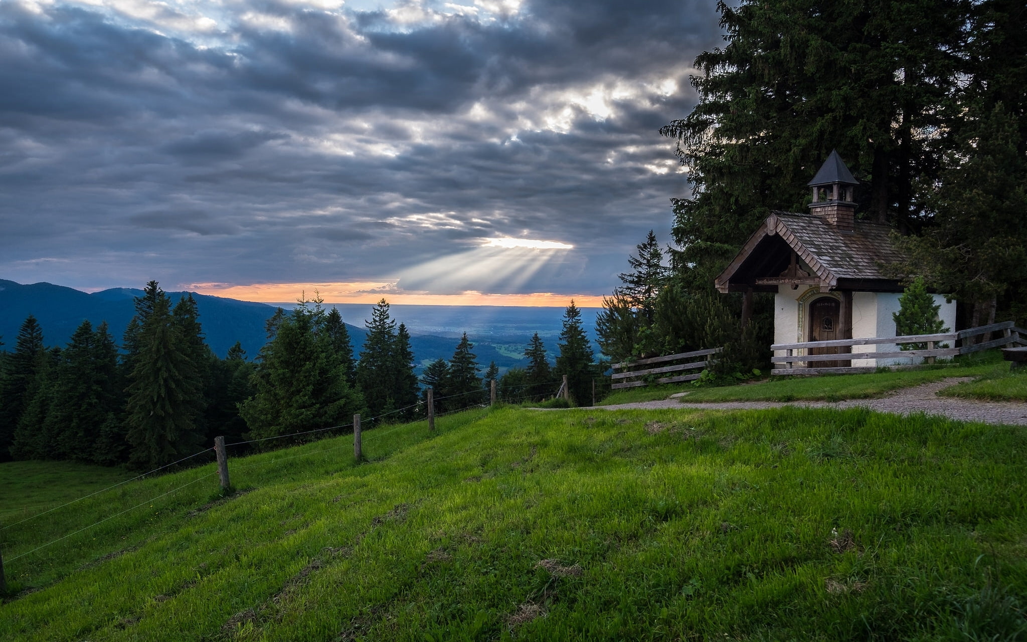 Bavarian Alps, Germany, chapel, 1080P, The Bavarian Alps, mountains, Bavaria, Bayern, Alps, Tegernsee, HD Wallpaper