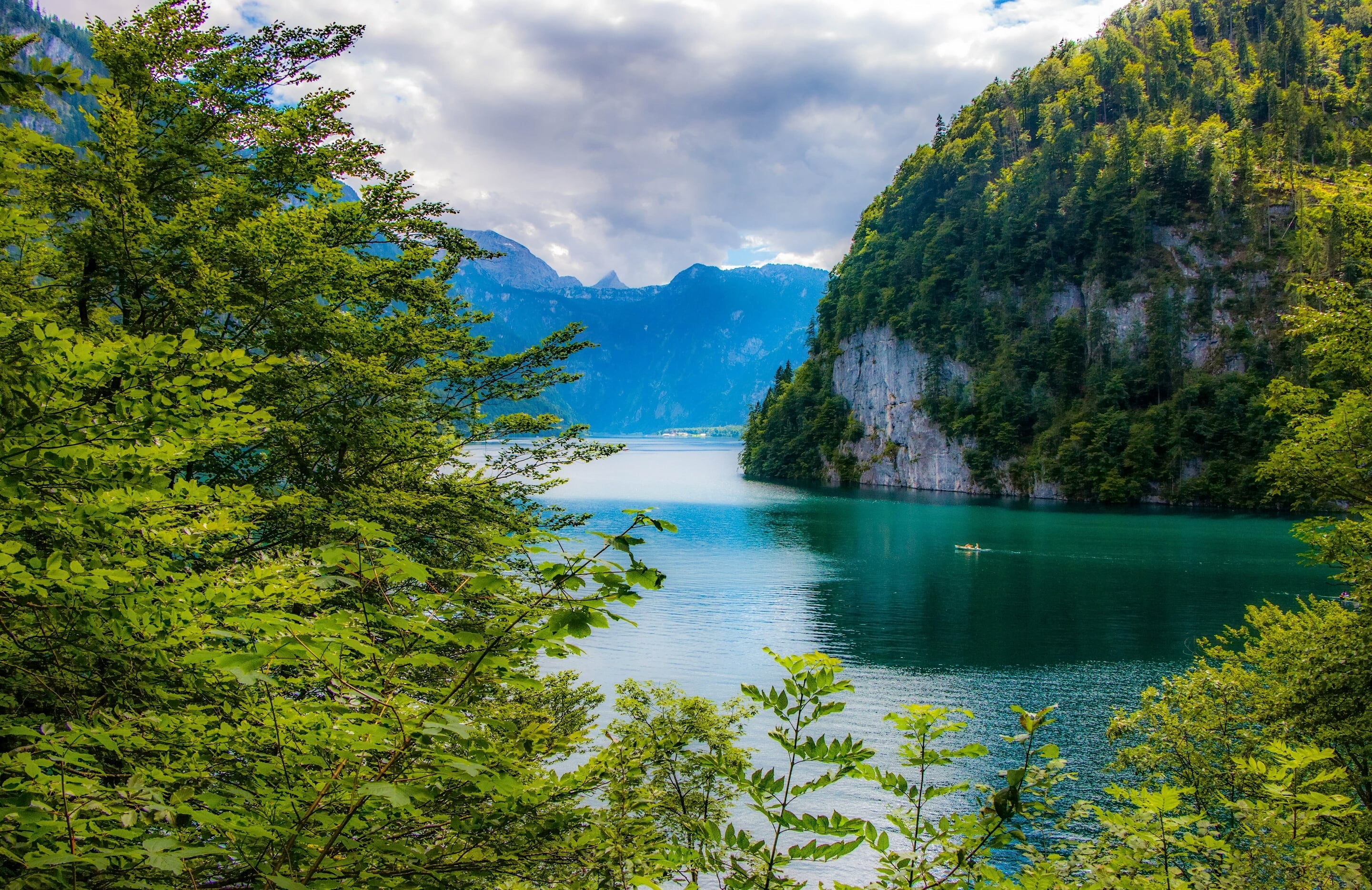 germany, turquoise colored, tourism, nature, travel, water, green Color, 2K, landscape, cloud - Sky, blue, lake, summer, reflection, konigssee, sky, mountain Range, HD Wallpaper