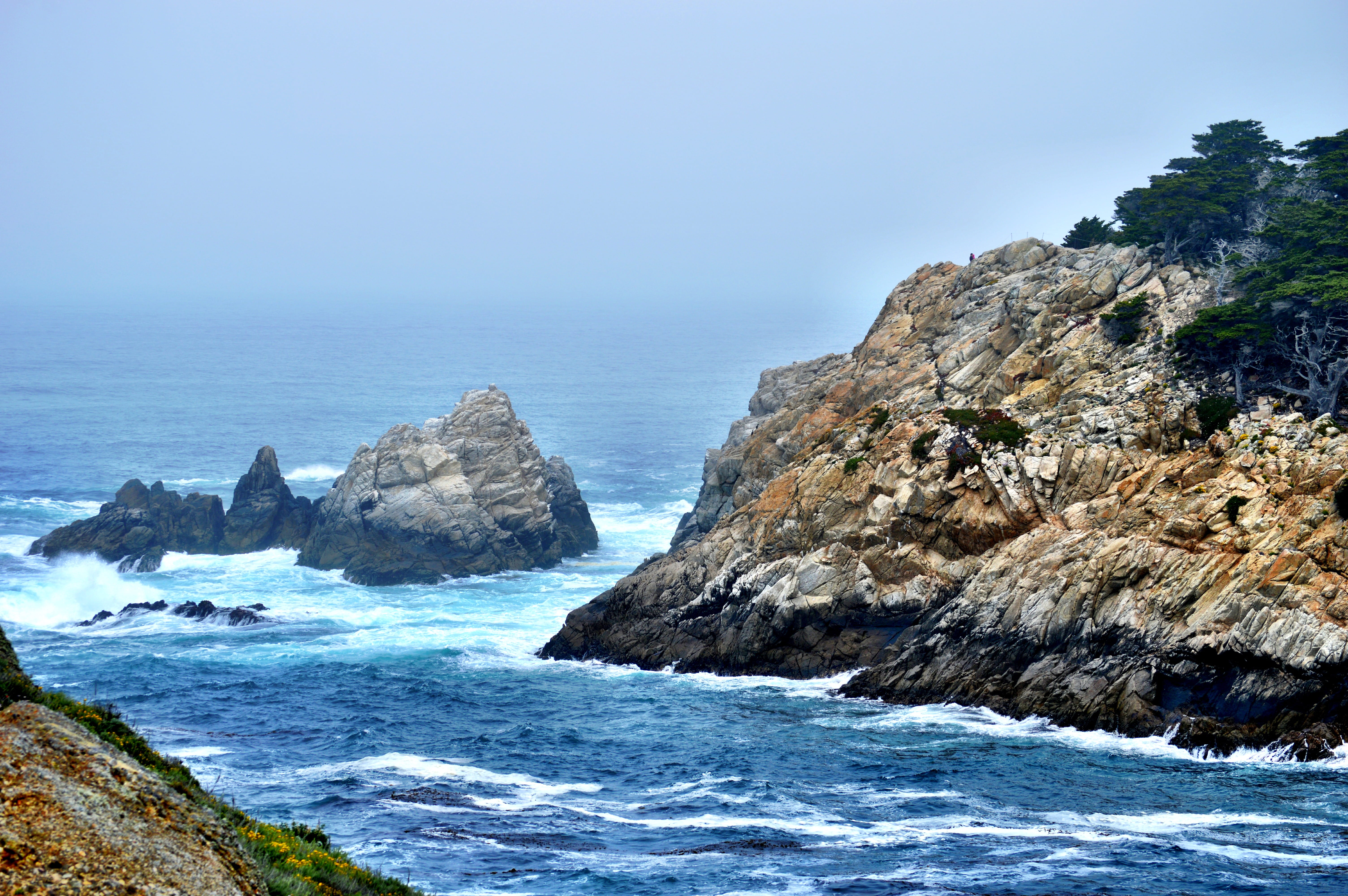 outdoors, beauty in nature, horizon, horizon over water, rock - object, tranquil scene, ocean, carmel, water, tower, leisure activities, sea, 5K, no people, HD Wallpaper