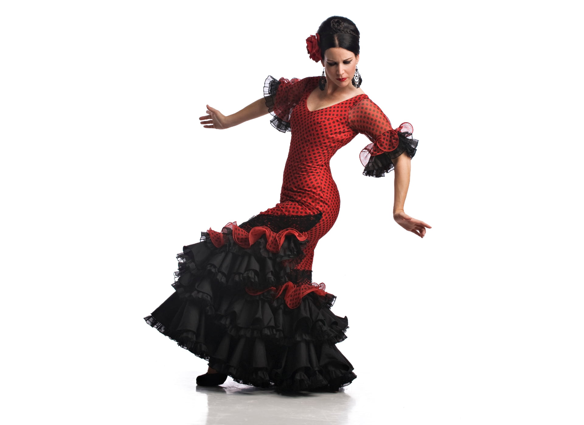 Women, 1080P, Dancer, Woman, Red Dress, Girl, Brunette, Flamenco, HD Wallpaper