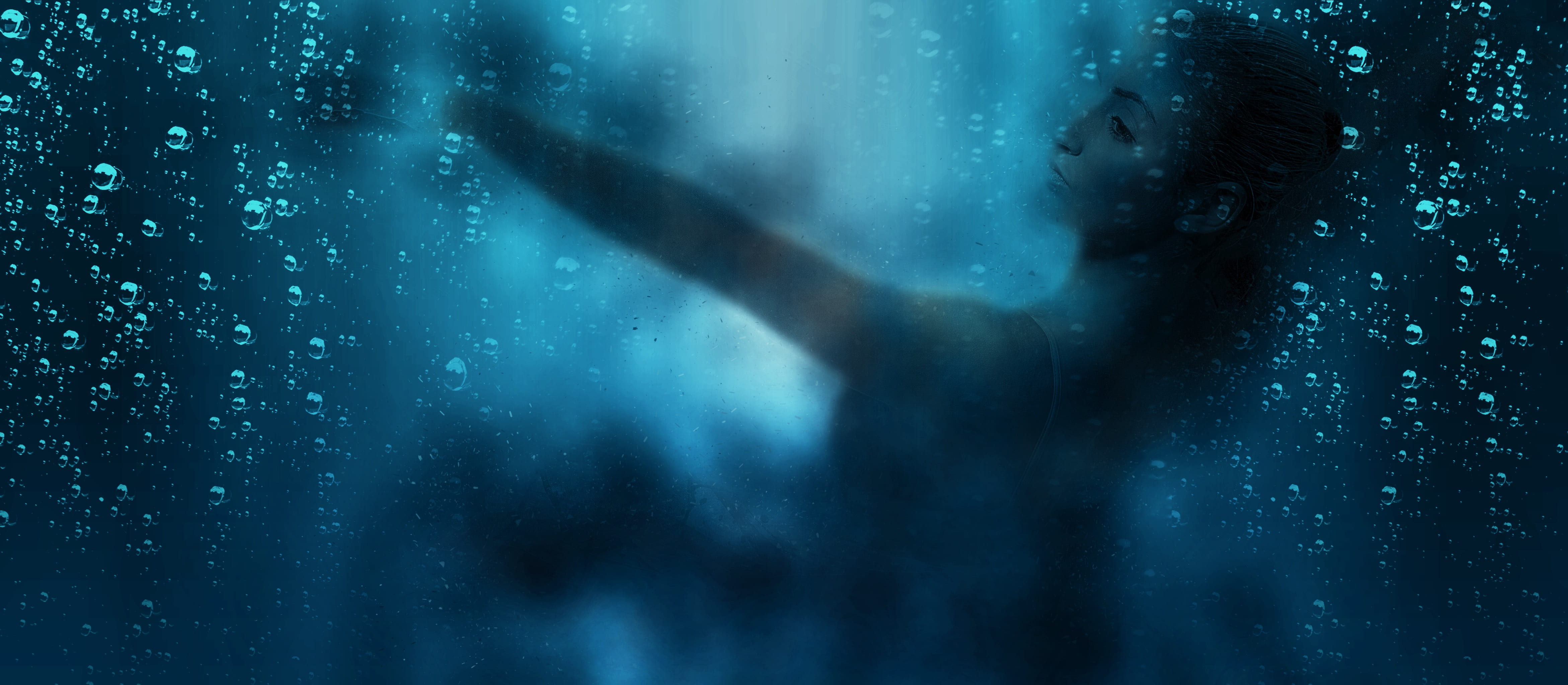 elegance, fear, human body part, nature, pose, fitness, hand, glass - material, classical, classic, underwater, blue, spooky, human hand, dance, female, HD Wallpaper