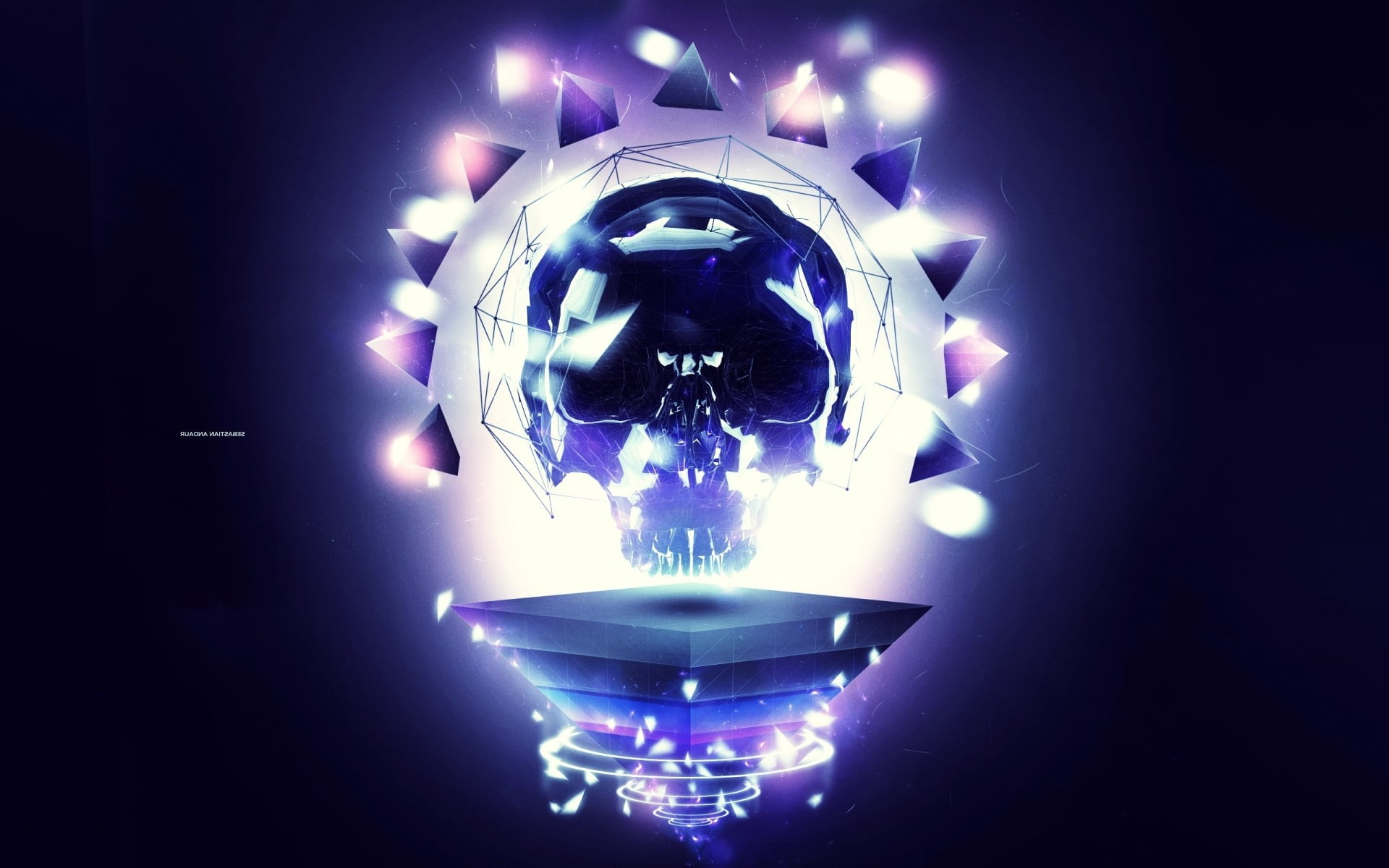 illuminated, futuristic, studio shot, indoors, no people, technology, abstract skull glowing blue background, artificial intelligence, connection, representation, HD Wallpaper