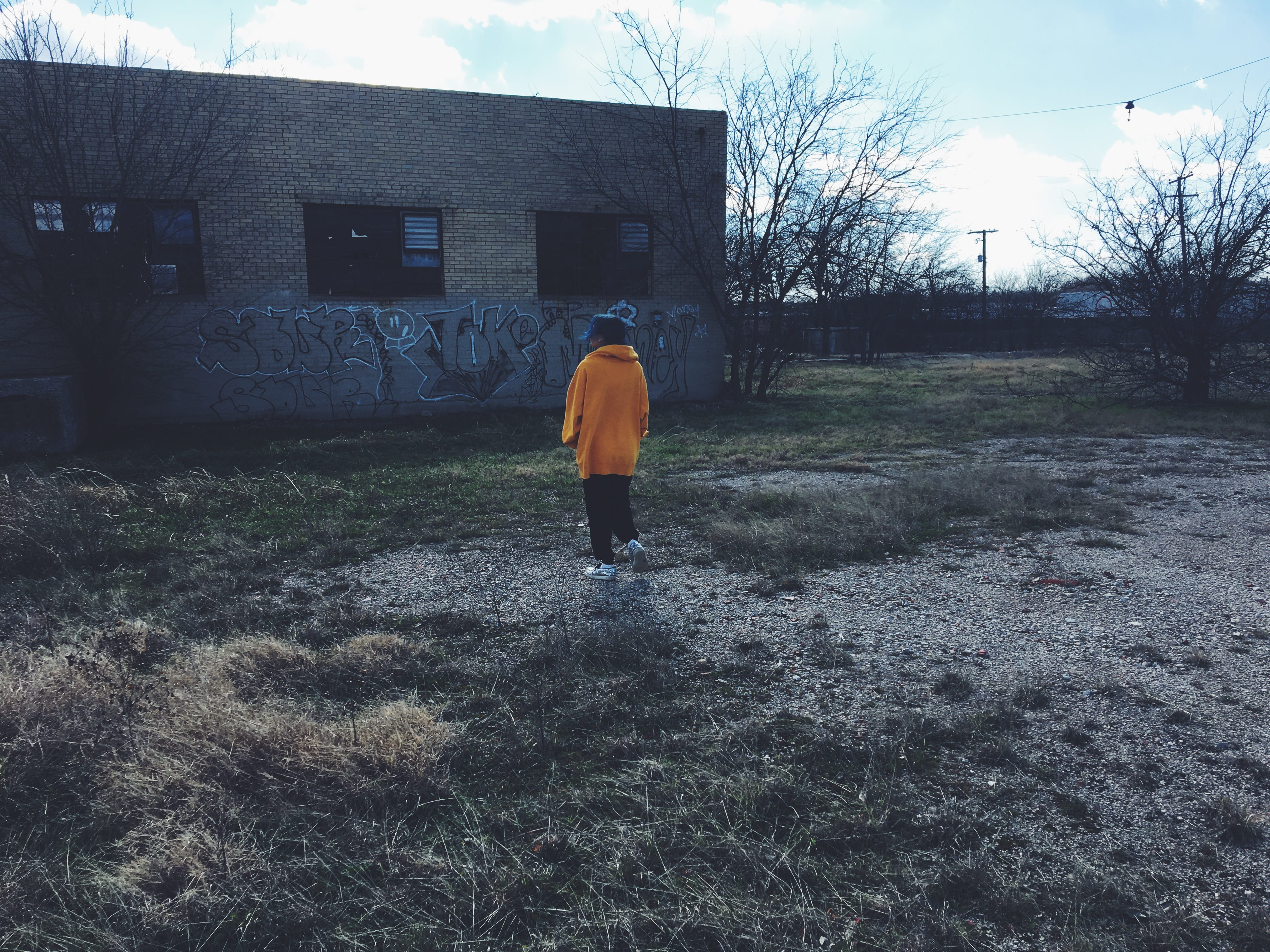 field, diamond hill - jarvis, barren, architecture, fort worth, abandoned, hoodie, walking, graffiti, lost, lifestyles, girl, full length, abandon, meloncholy, HD Wallpaper