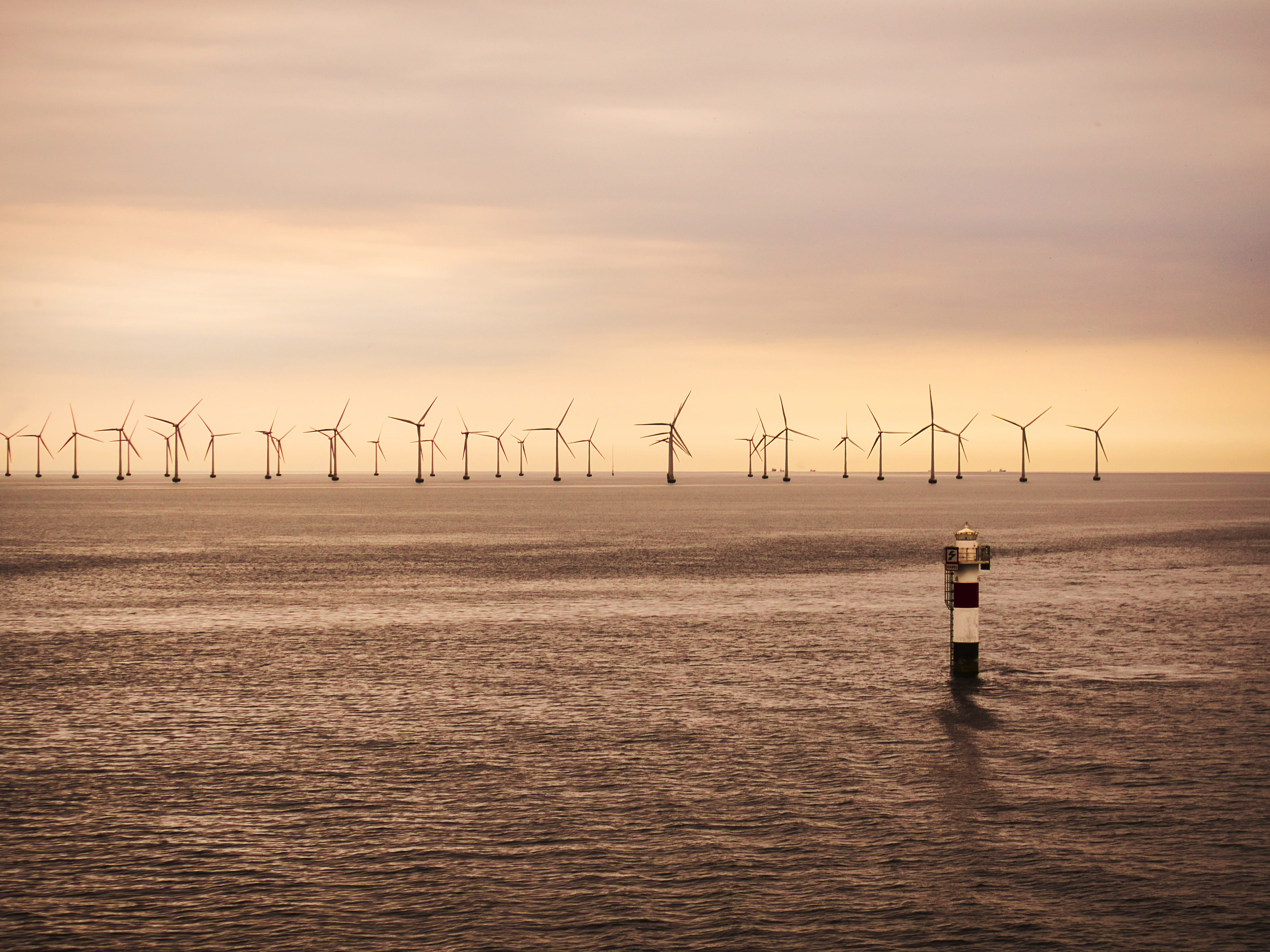 waterfront, offshore, environmental conservation, outdoors, power generation, sustainable resources, beauty in nature, offshore wind park, sunset, wind energy, HD Wallpaper
