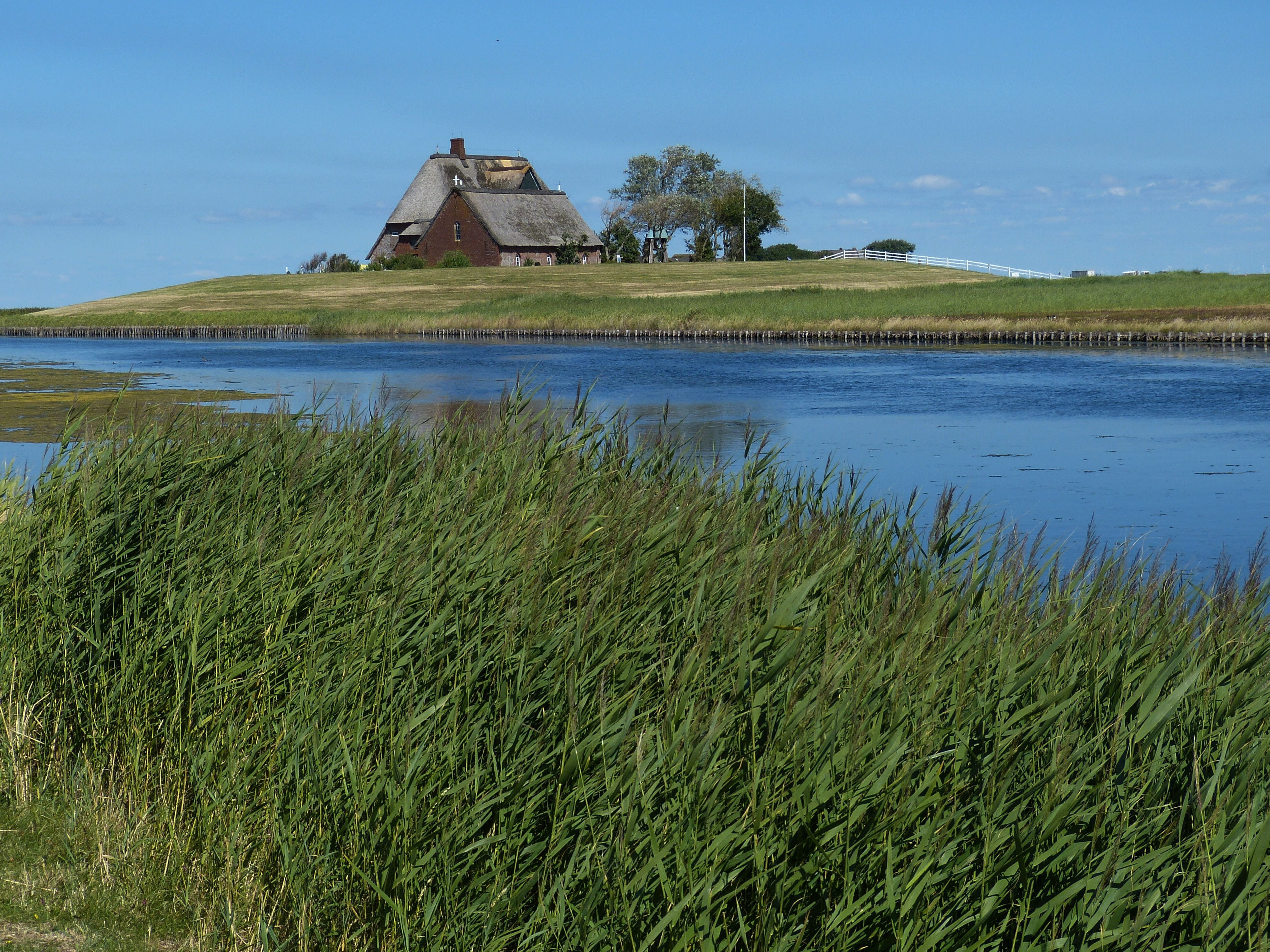 no people, thatched roof, built structure, tranquil scene, building exterior, national park, priel, reed, nordfriesland, nature, green color, scenics - nature, HD Wallpaper