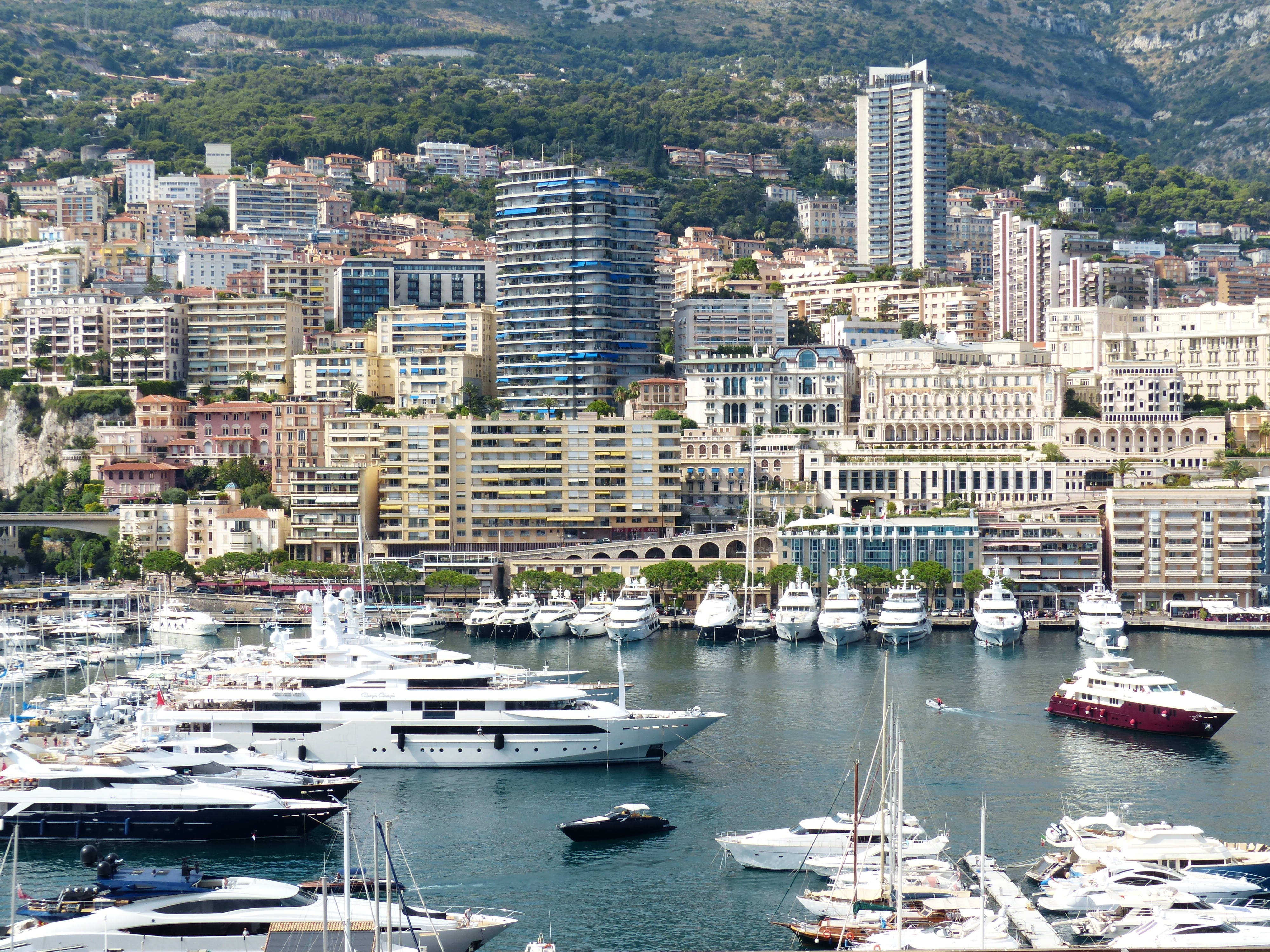 Skyscrapers, built structure, harbor, Yachts, principality of monaco, hillside location, passenger craft, monaco, homes, residential district, hafe, nature, HD Wallpaper