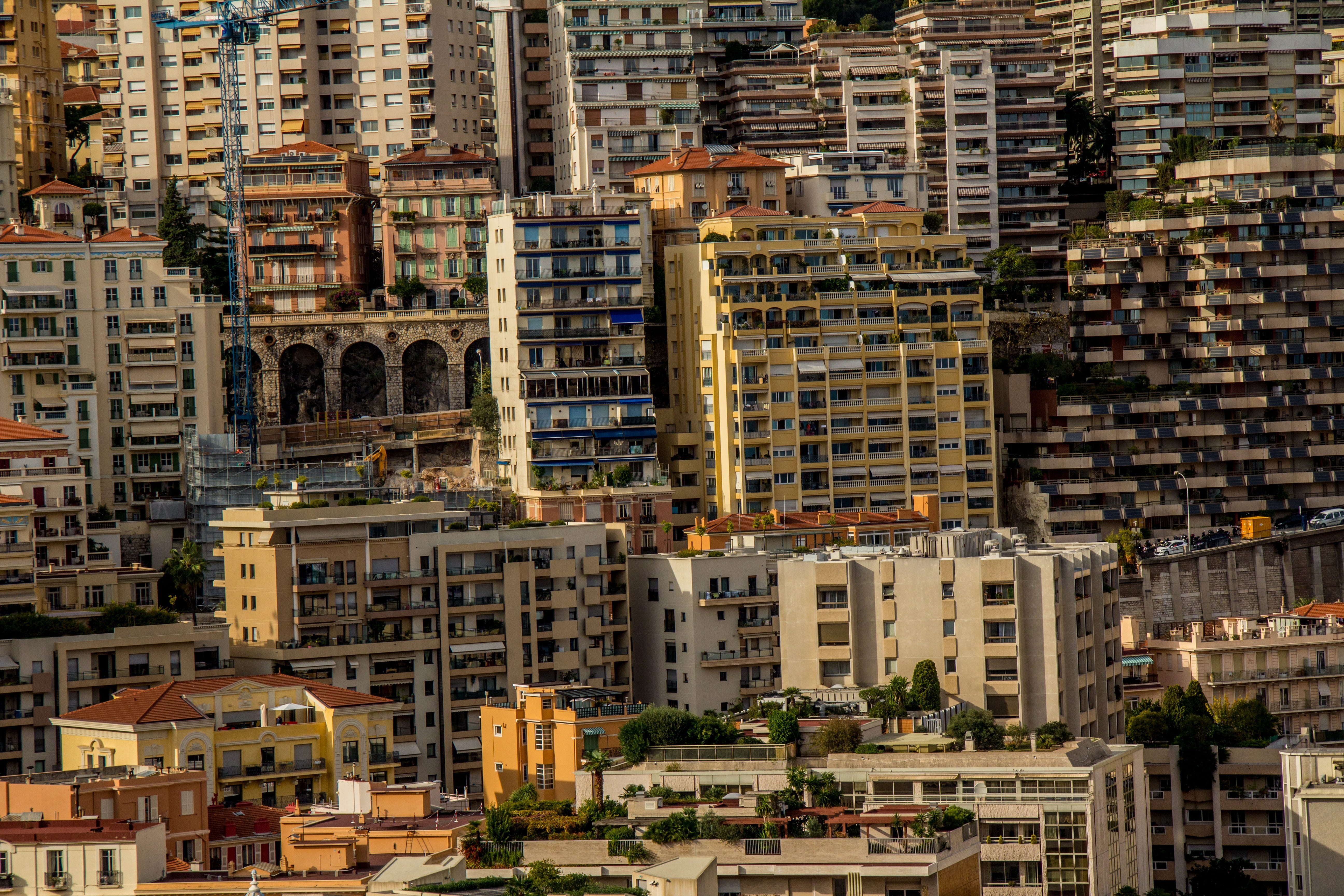 daytime, monaco, settlement, city state, 5K, hillside location, apartments, full frame, window, residential district, city, nature, concrete, architecture, HD Wallpaper