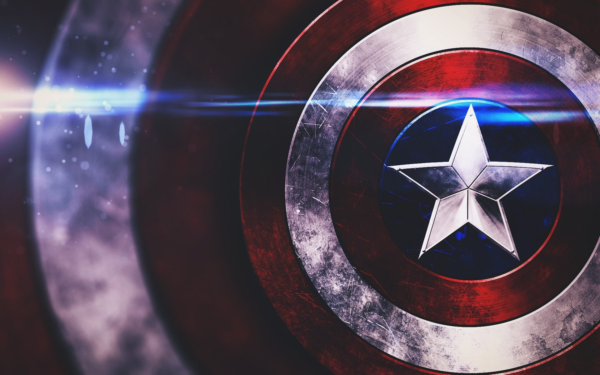 stars, Shields, Captain America, optical flares, 1080P, HD Wallpaper
